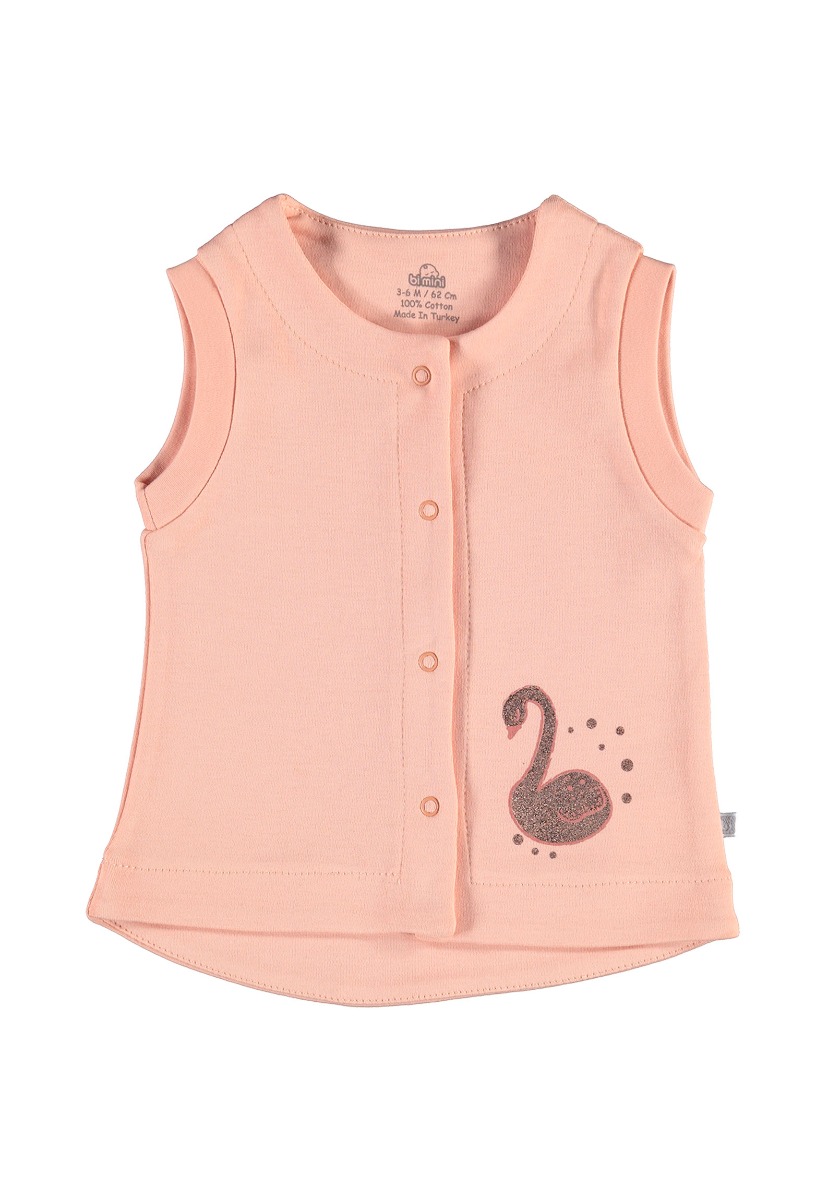 Bi Baby Γιλέκο βρεφικό με κουμπάκια Swan 61392-Σομόν