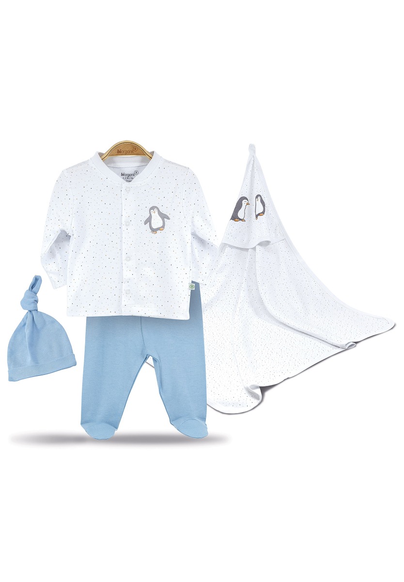 Biorganic Βρεφικό οικονομικό σετ με μουσελίνα Γαλάζιο 62191MV