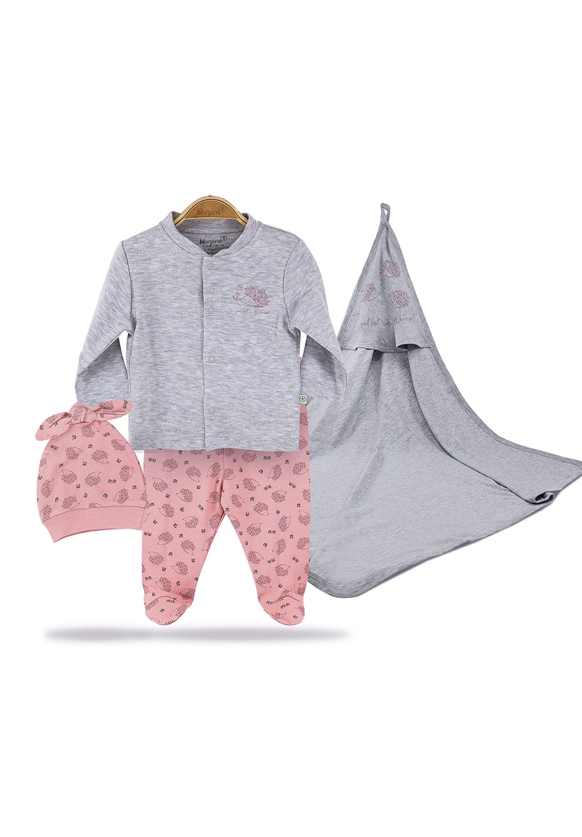 Biorganic Βρεφικό οικονομικό σετ με μουσελίνα Light Pink 62193PM
