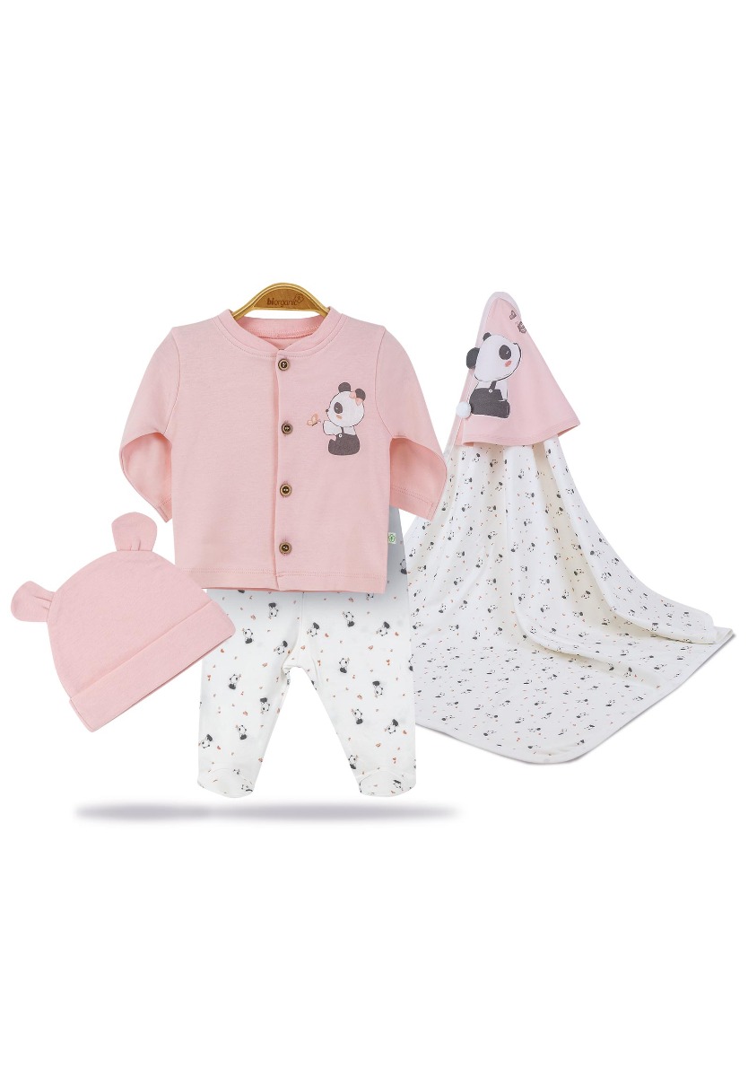 Biorganic Σετ βρεφικό οργανικό βαμβάκι με κουβερτάκι Cute Panda 62213