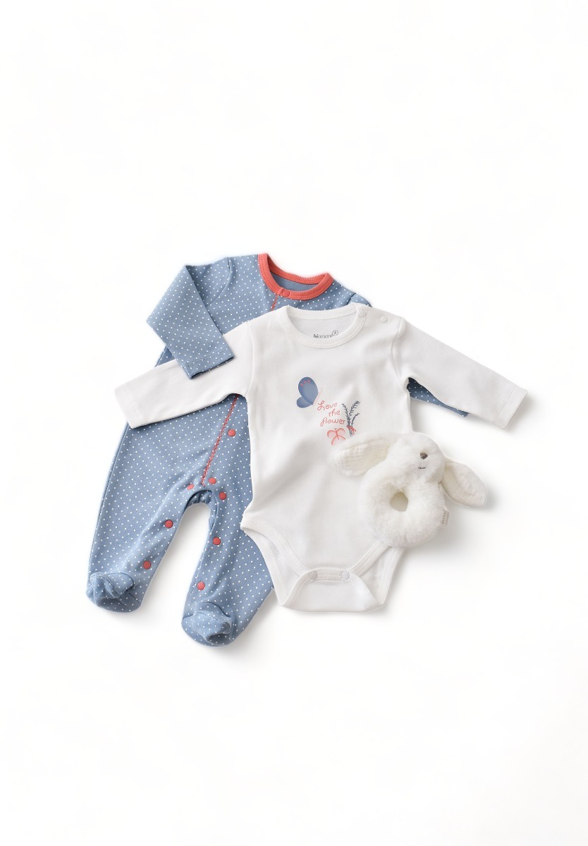 Σετ Βρεφικων Ρουχων Biorganic Flowers Spring Blue BRG62274-Πολύχρωμο φωτογραφία