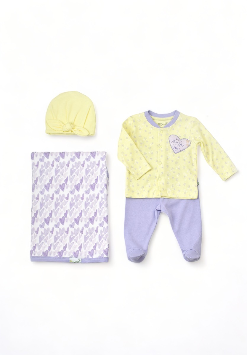 Biorganic Σετ Βρεφικων Με Πανα Αγκαλιας Biorganic Love You BRG62276-Κίτρινο