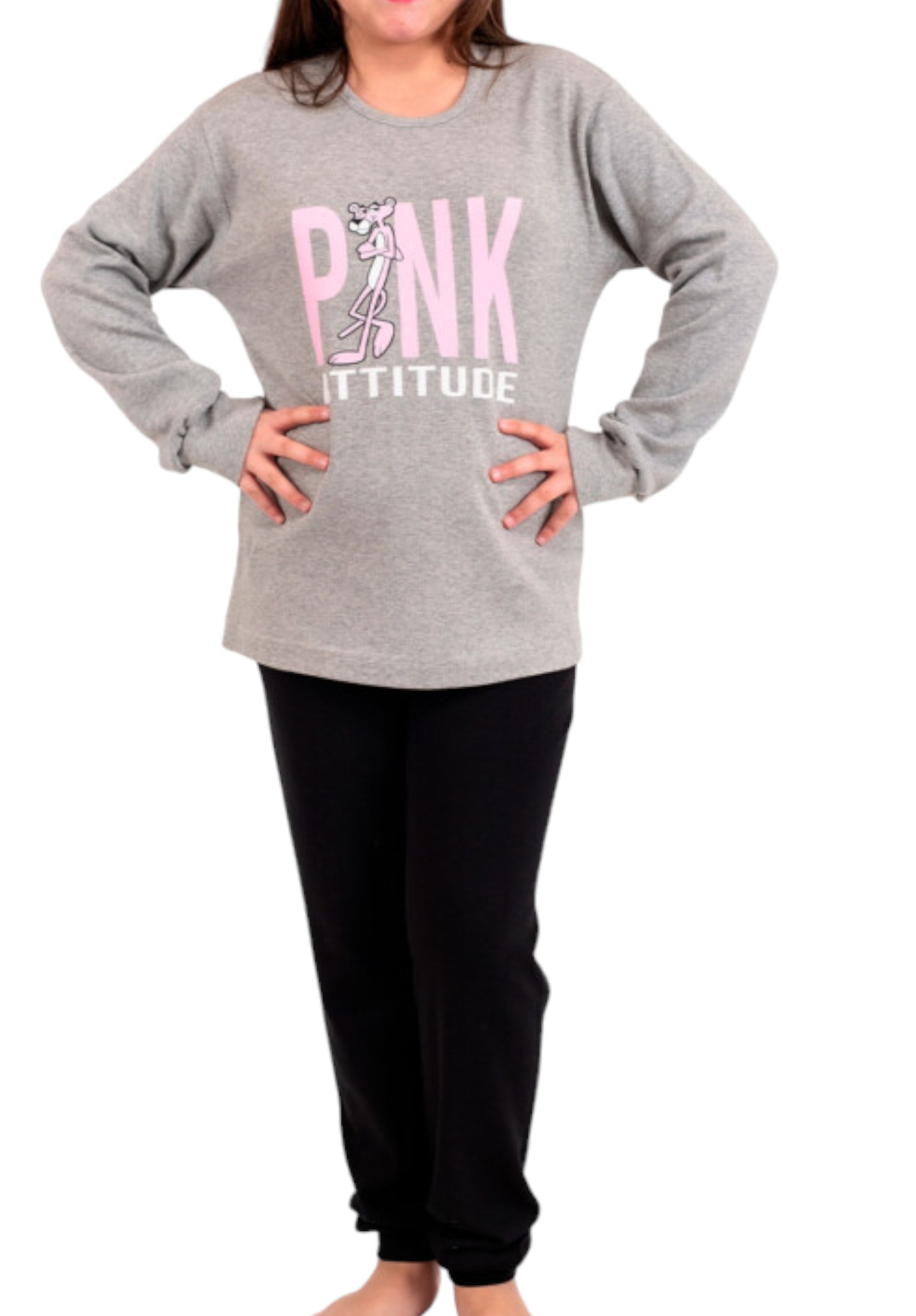 Πιτζάμα εφηβική Nina Club Pink Attitude Grey NC630K-24-02-Γκρι φωτογραφία