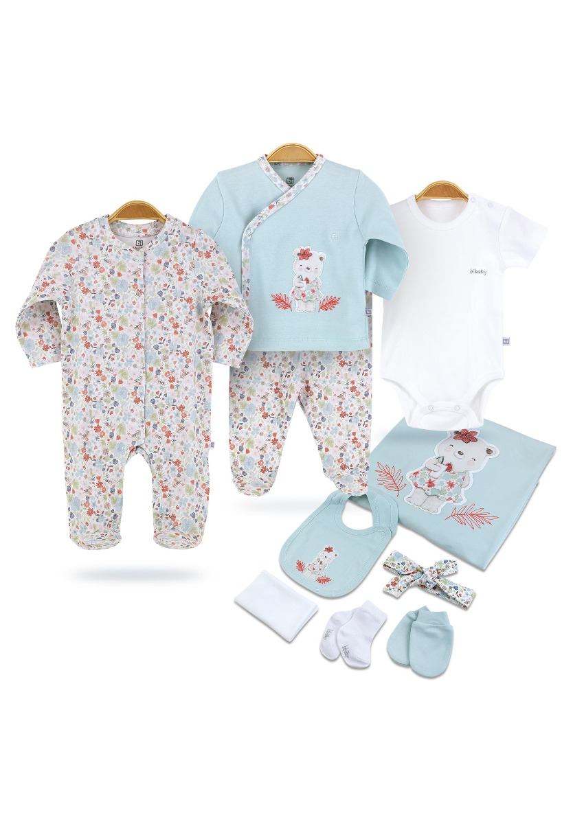 Bi Baby Σετ νεογνού για κορίτσι 10 τεμ Floral Bear 63183