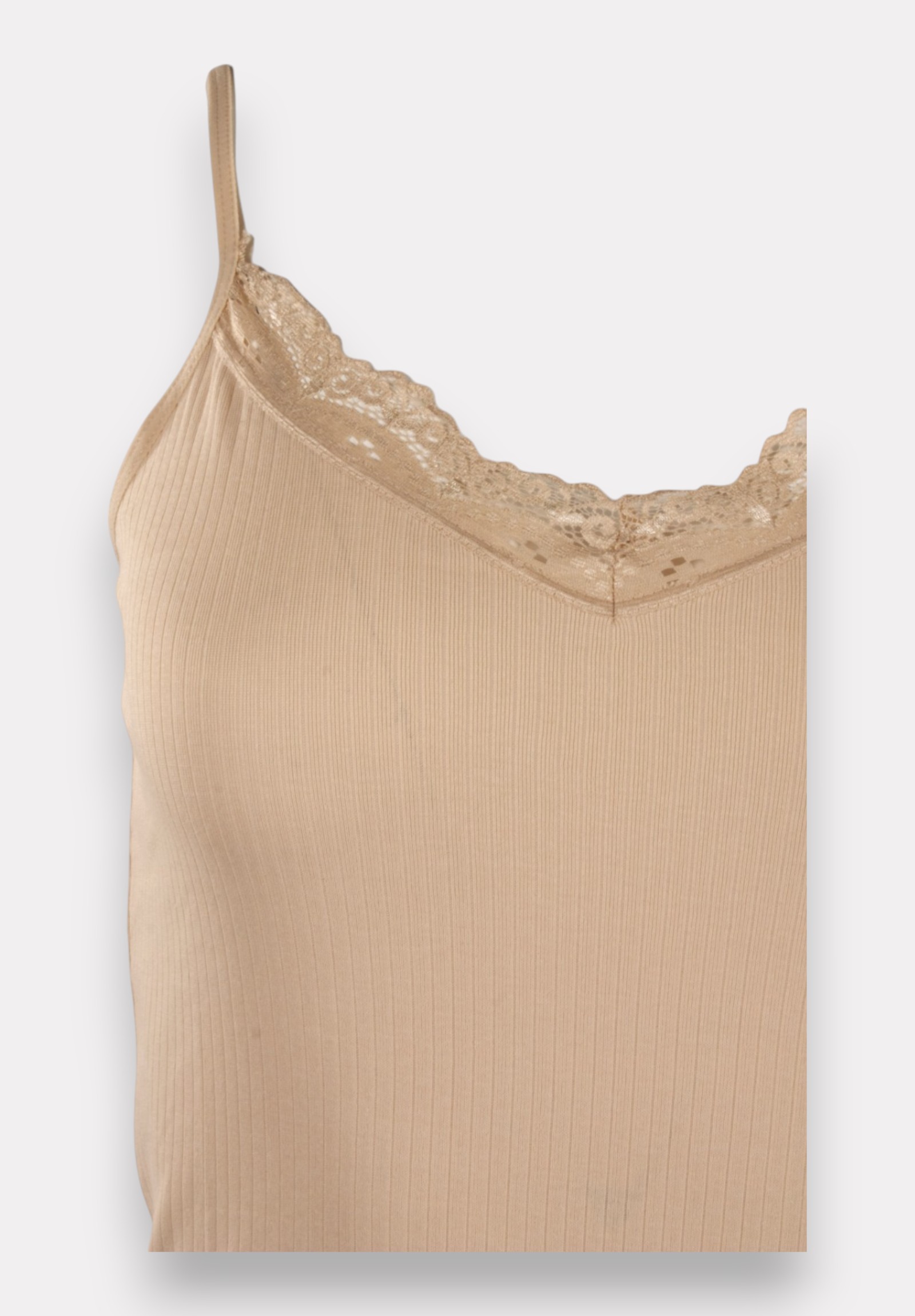 Φανελάκι γυναικείο βαμβακερό Soft Rib με δαντέλα Kota Beige KT6421-1-Μπεζ φωτογραφία