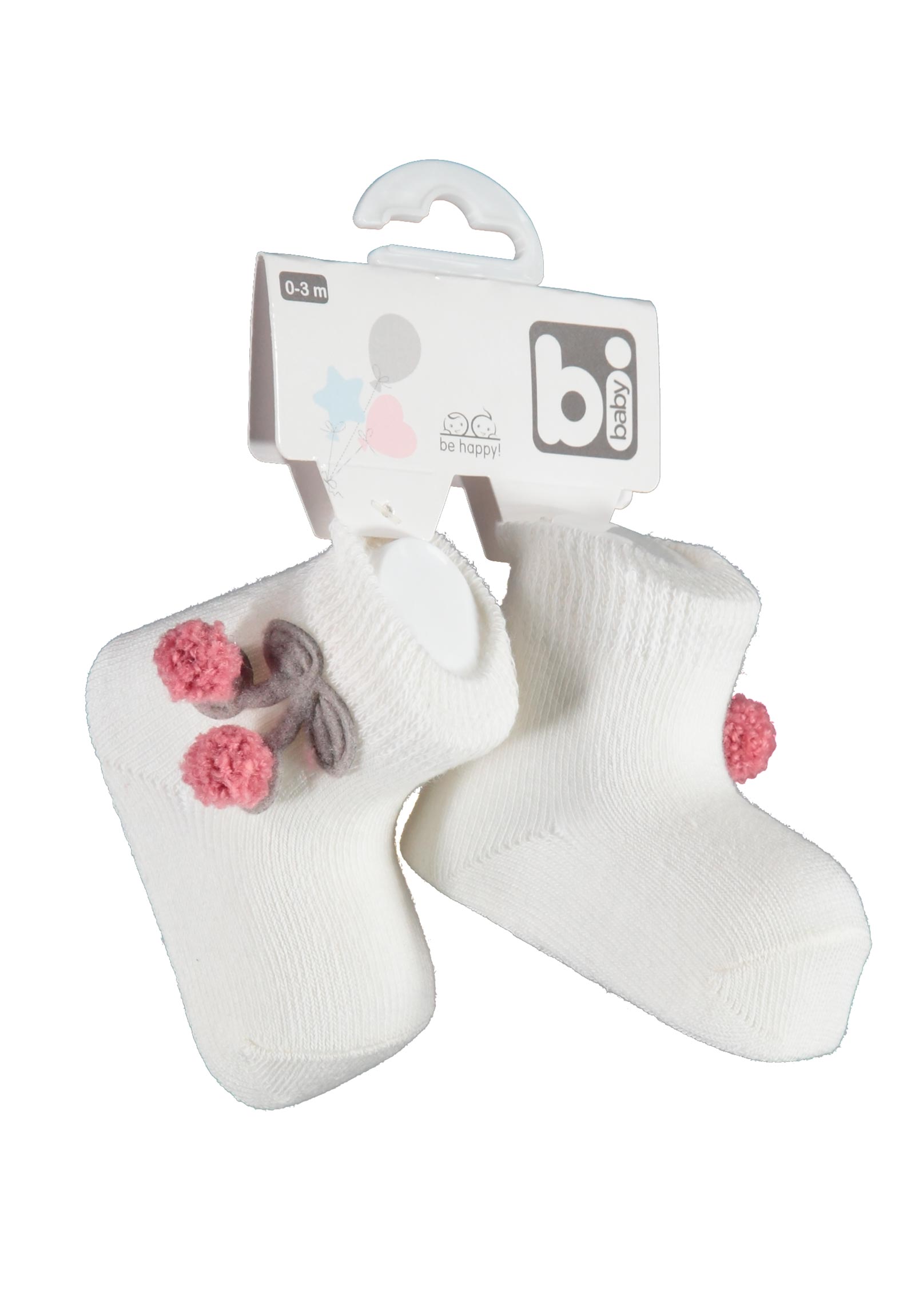 Bi Baby Καλτσάκια bebe Cherry Pop 68338-Εκρού