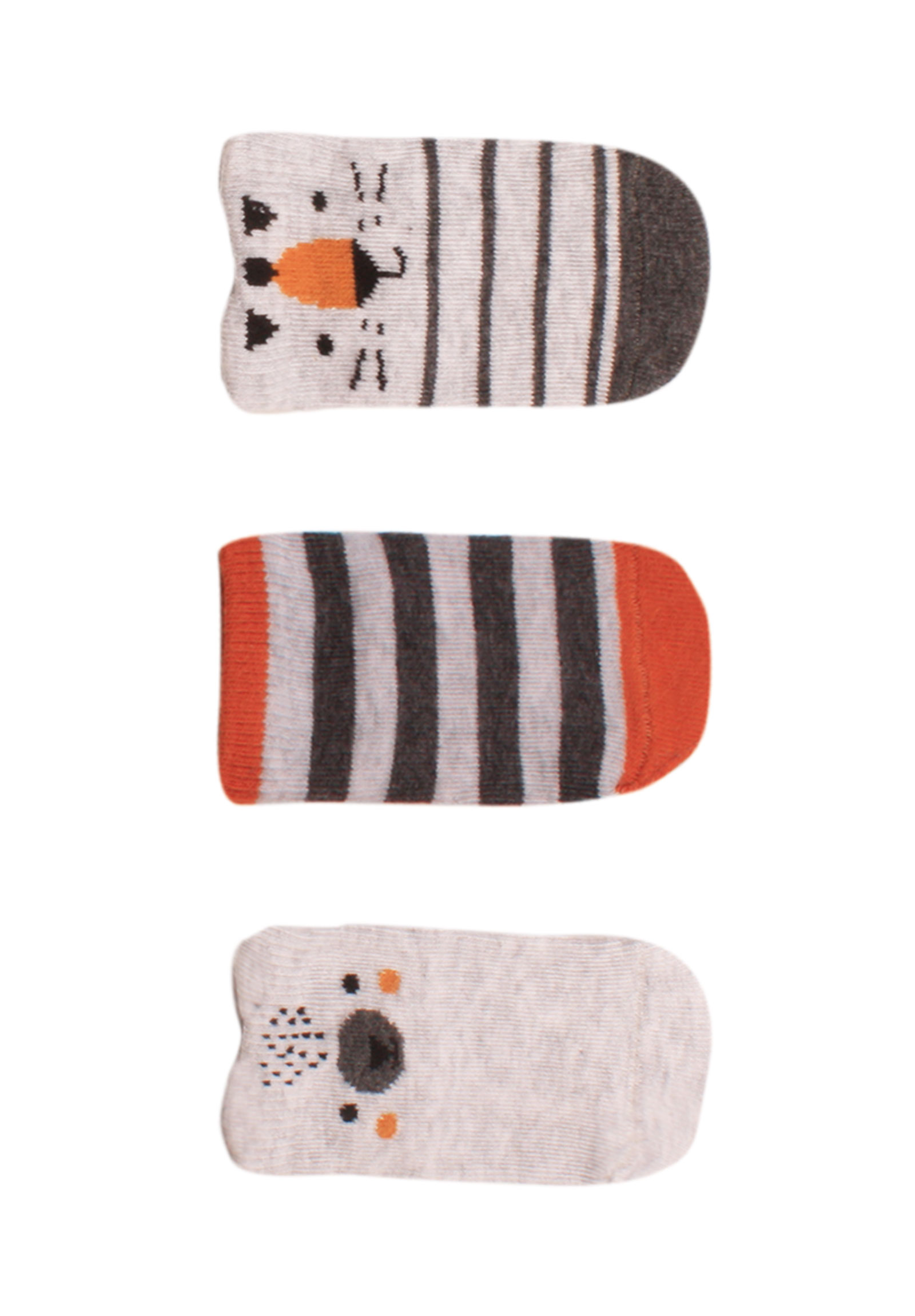 Bi Baby Καλτσάκια bebe με οργανικό βαμβάκι Smiley Face 3 τεμ. 68362A-Γκρι