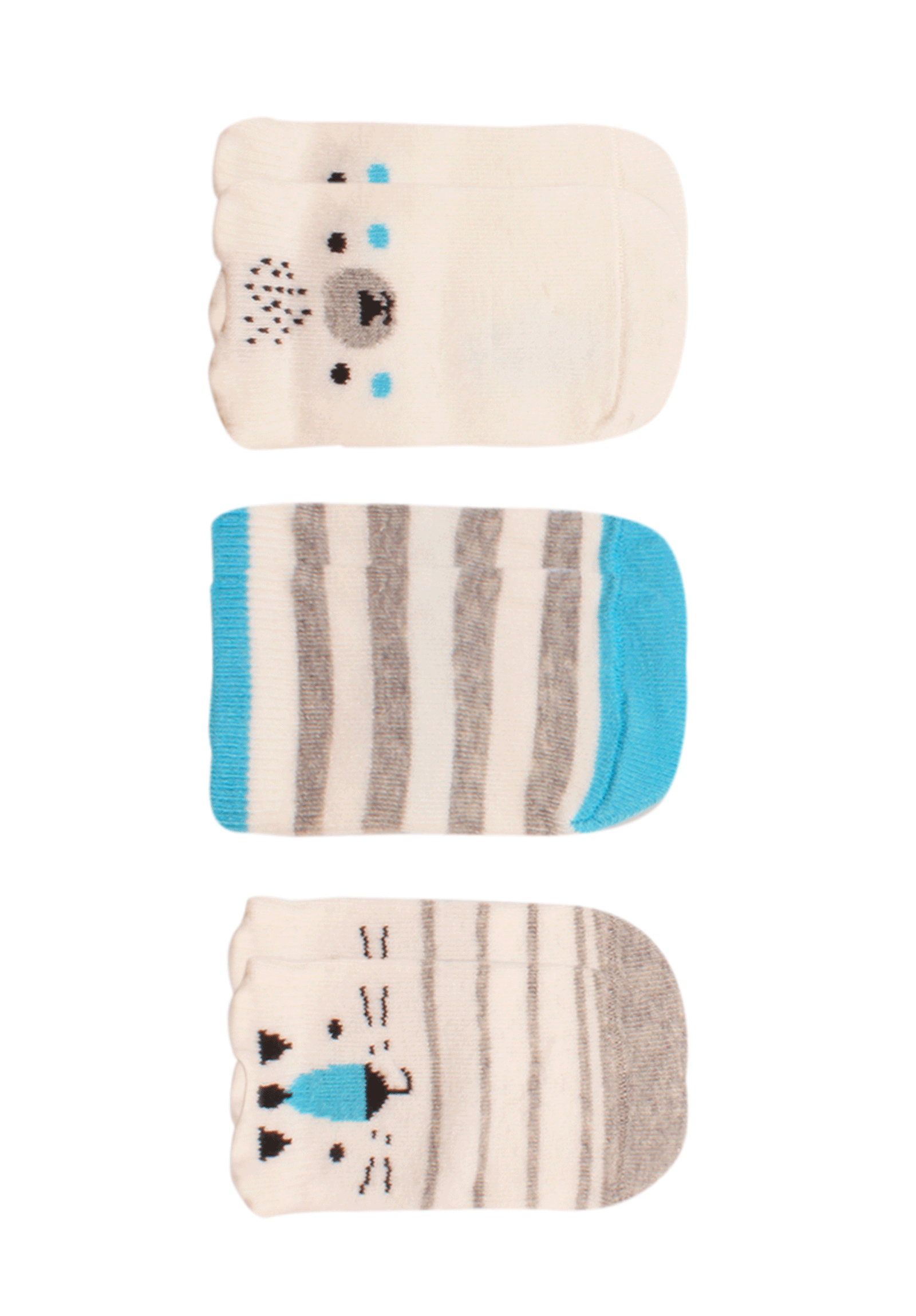 Bi Baby Καλτσάκια bebe με οργανικό βαμβάκι Smiley Face 3 τεμ. 68362A-Γαλάζιο