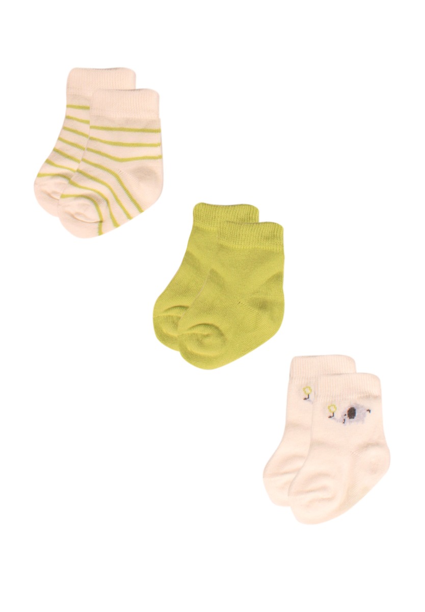 Bi Baby Καλτσάκια bebe Lime Green Elephants 3 τεμ. 68365c