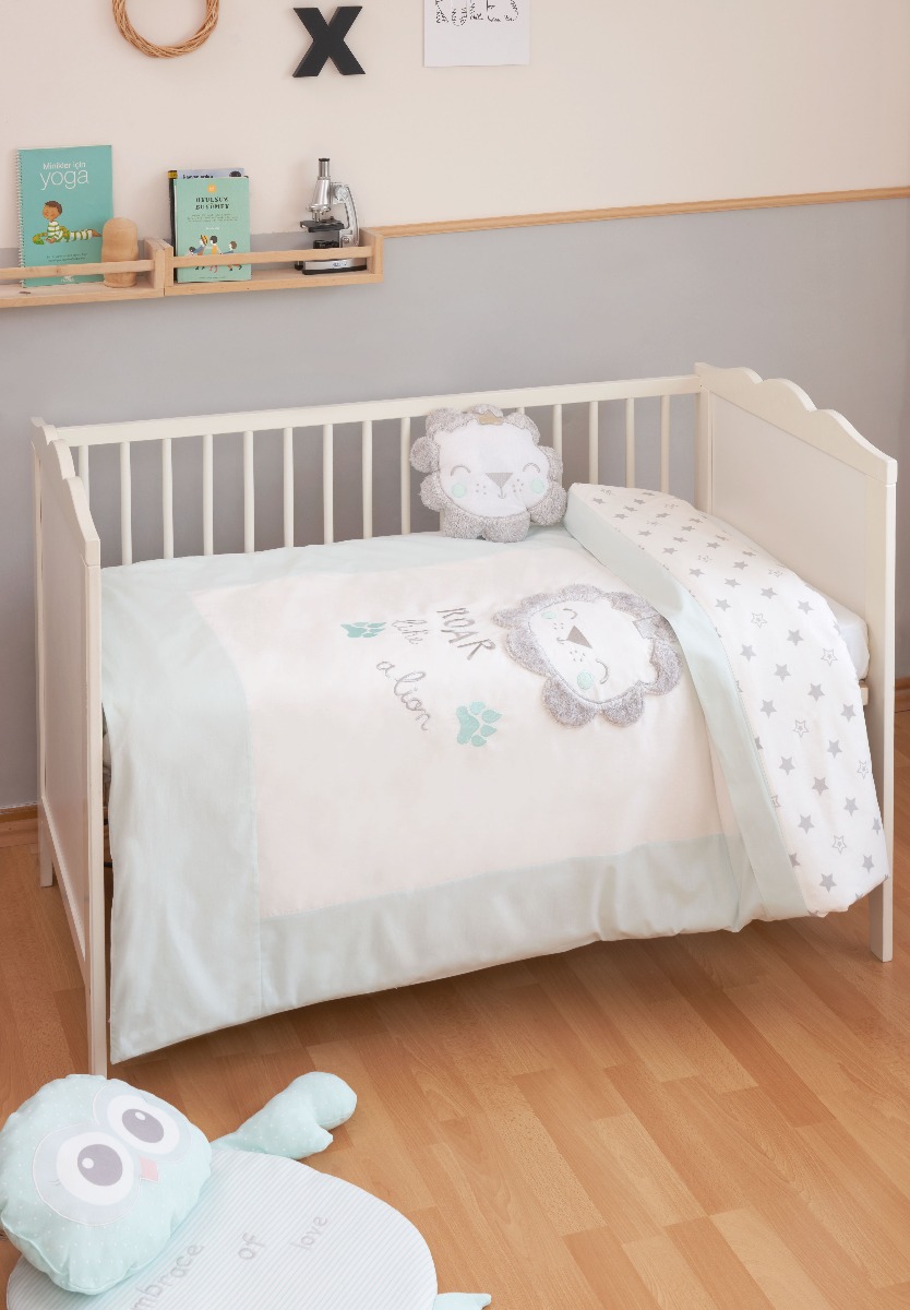 Bi Baby Σετ σεντόνια με παπλωματοθήκη και μαξιλαράκι Lion 4 Τεμ. 69100-Μέντα