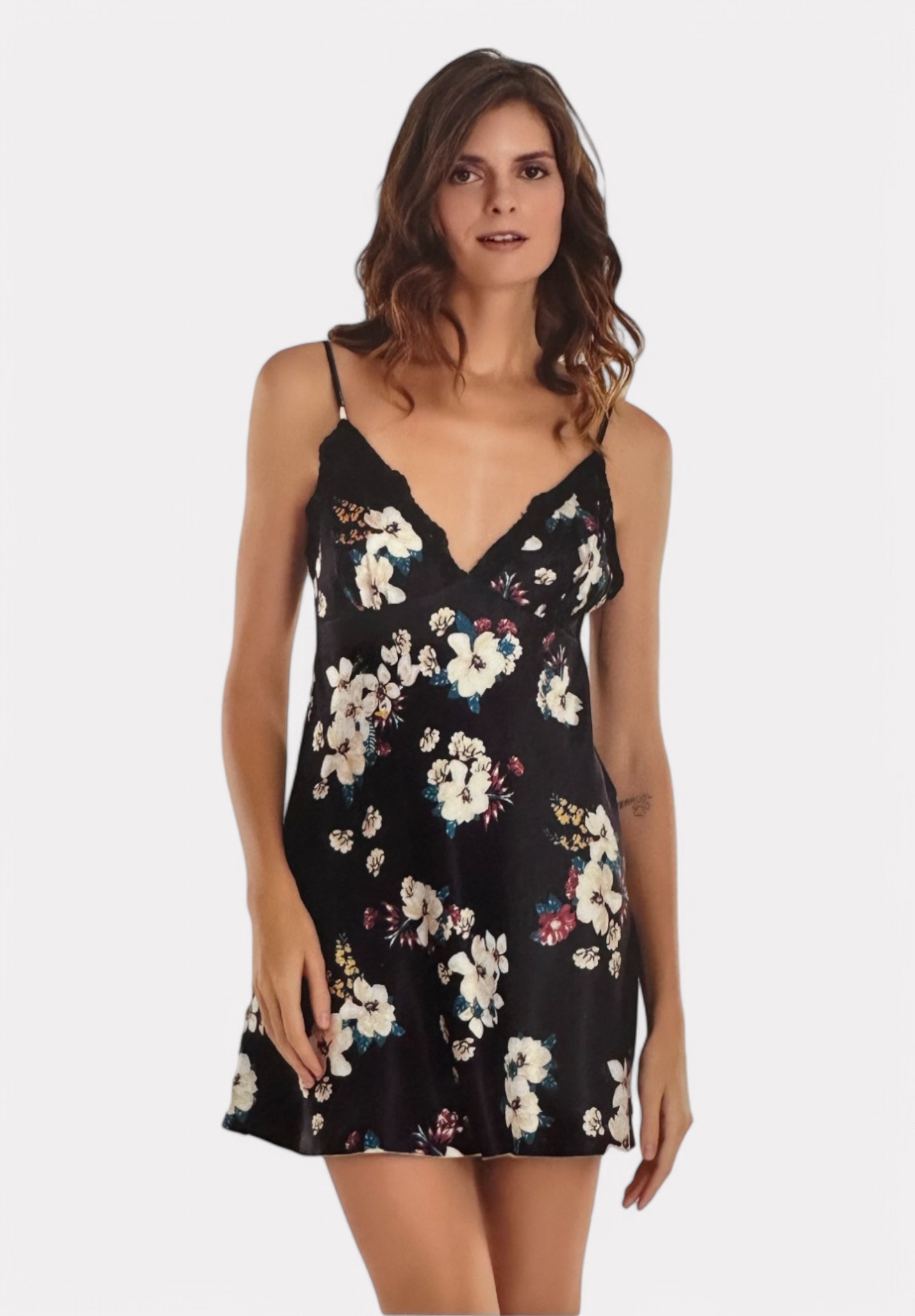 Σατέν Νυχτικό με Δαντέλα Moongirl Gold Passion MG718-Μαύρο φωτογραφία