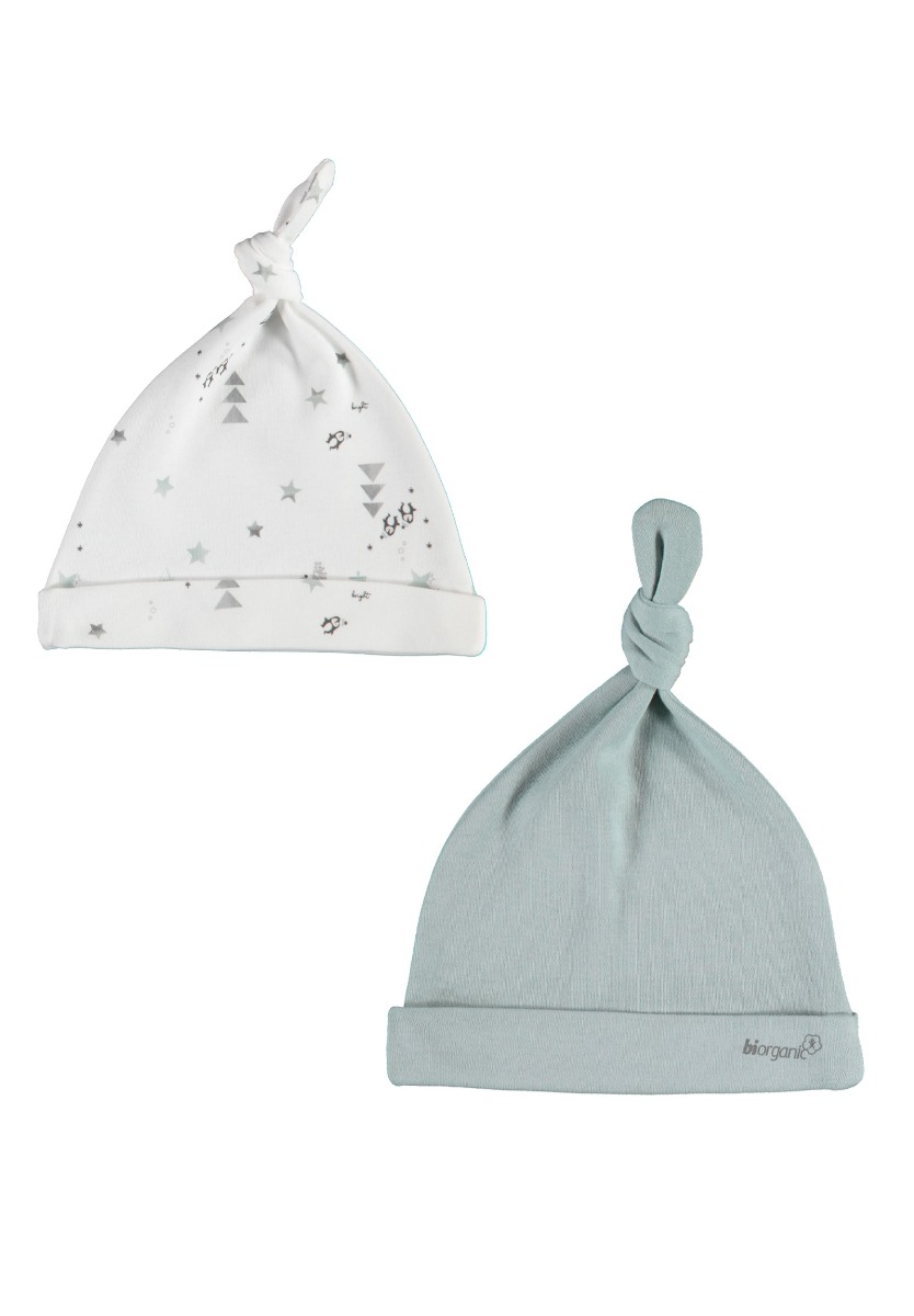 Biorganic Σκουφάκια βρεφικά βαμβακερά Biorganic Blue Penguins 2 τεμ. 72130NIL-Πολύχρωμο