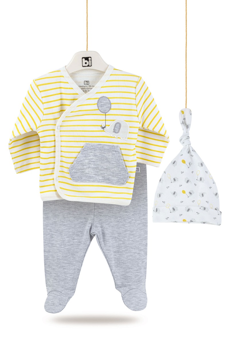 Bi Baby Σετ βρεφική πιτζάμα με σκουφάκι Elephant 73198