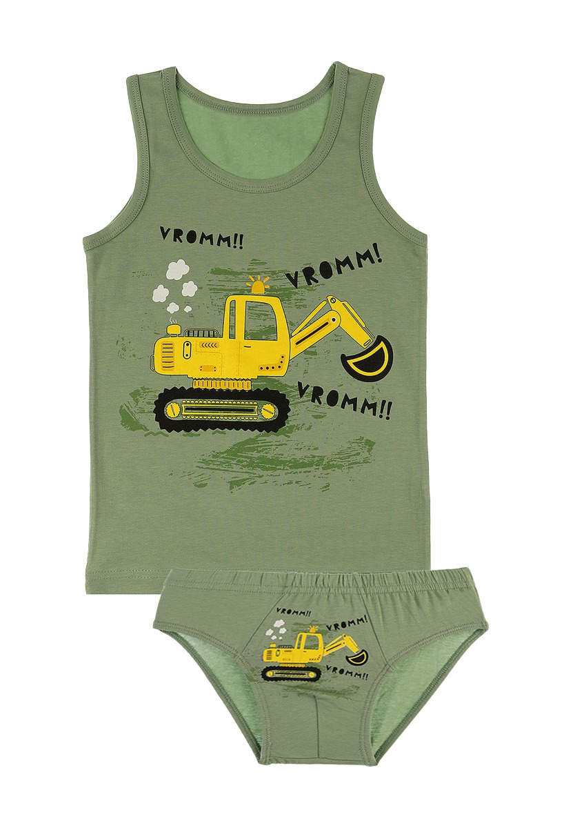 Donella Σετ φανελάκι σλιπάκι παιδικό Track Λαδί W211171KP1