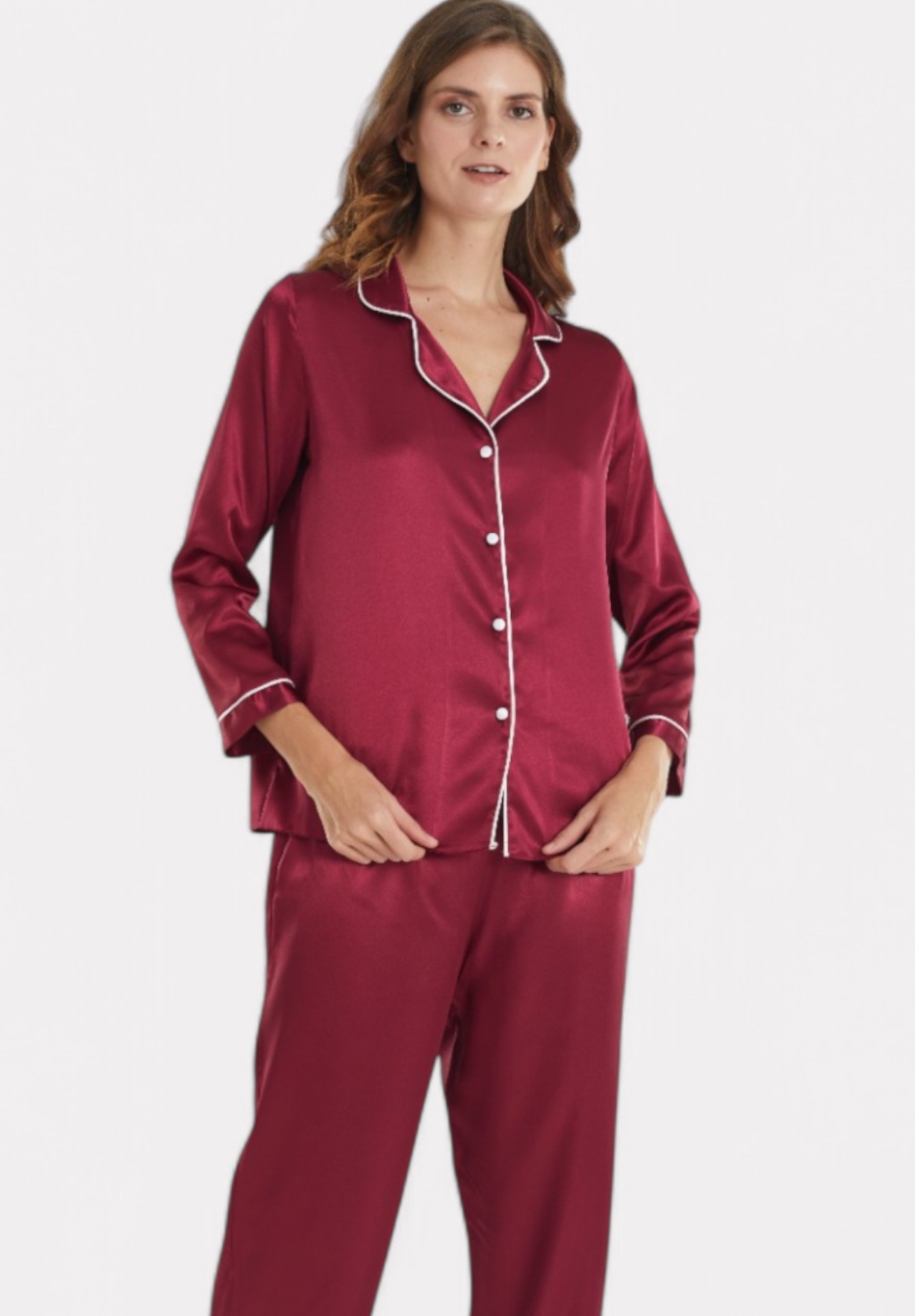 Πιτζάμα γυναικεία Satin Moongirl Elegant Dark Red MG772-5-Μπορντώ φωτογραφία