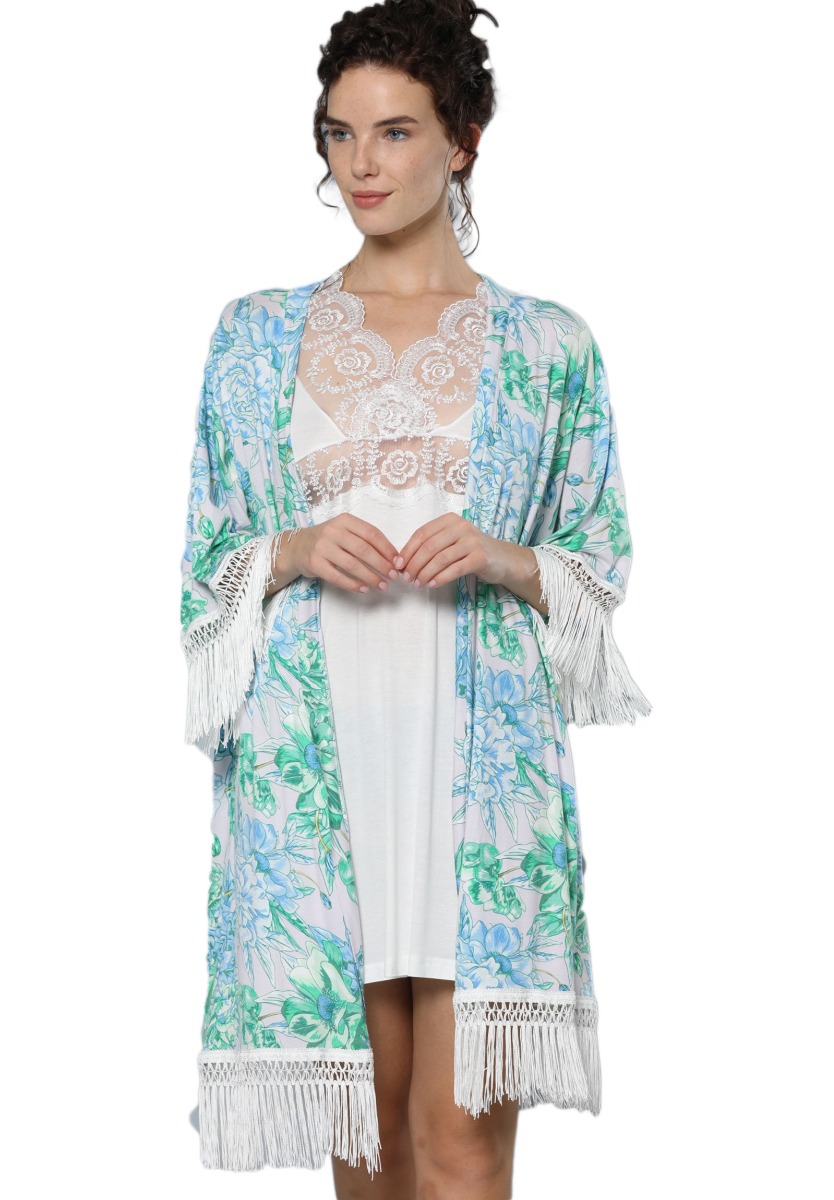  Σετ Ρόμπα - Νυχτικό Viscose Kimono Floral 84408 2025