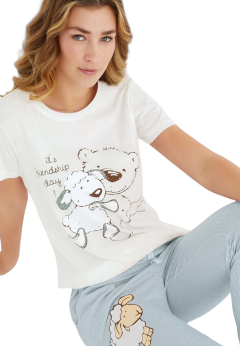 Πιτζάμα γυναικεία Ipektenim Friendship Blue IPKT8453-Γαλάζιο φωτογραφία