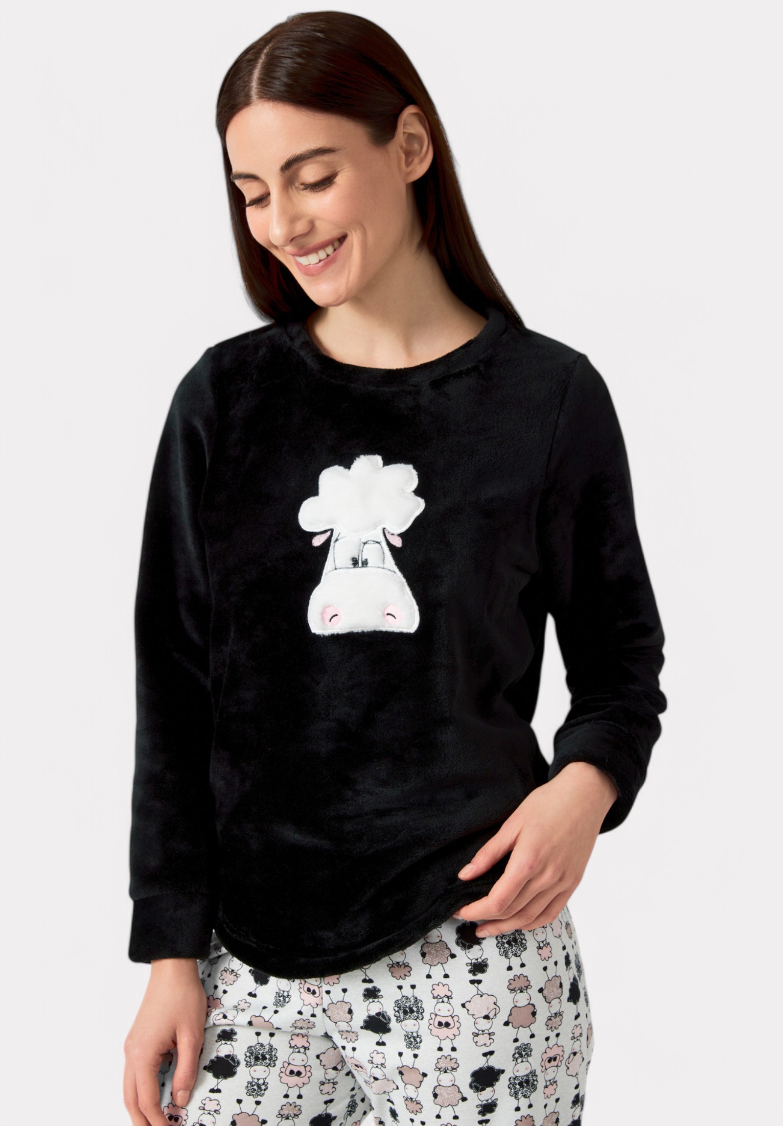  Πιτζάμα Γυναικεία Minerva Sheeps Fleece 90-52998-045-Μαύρο 2025
