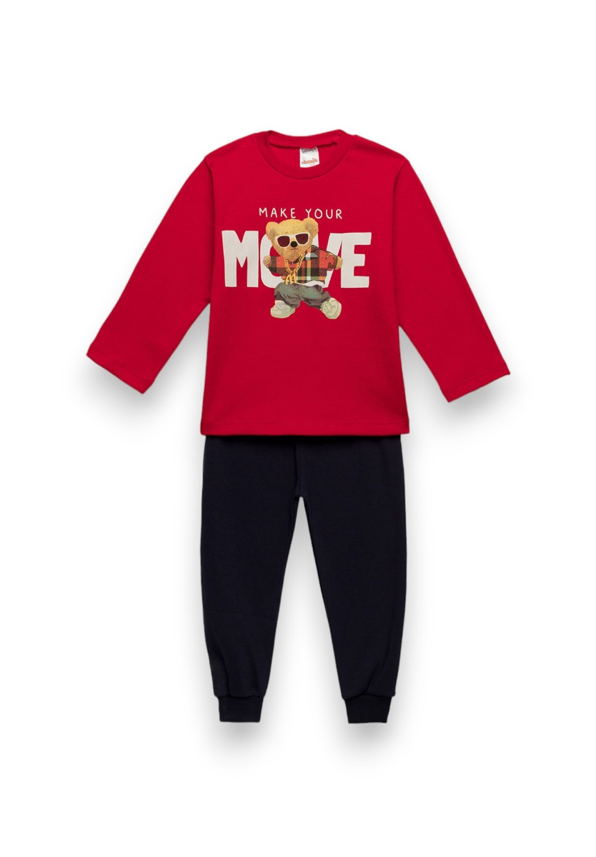 Minerva Πιτζάμα παιδική Move Bear Minerva Red MNRV90-62126-118-Κόκκινο