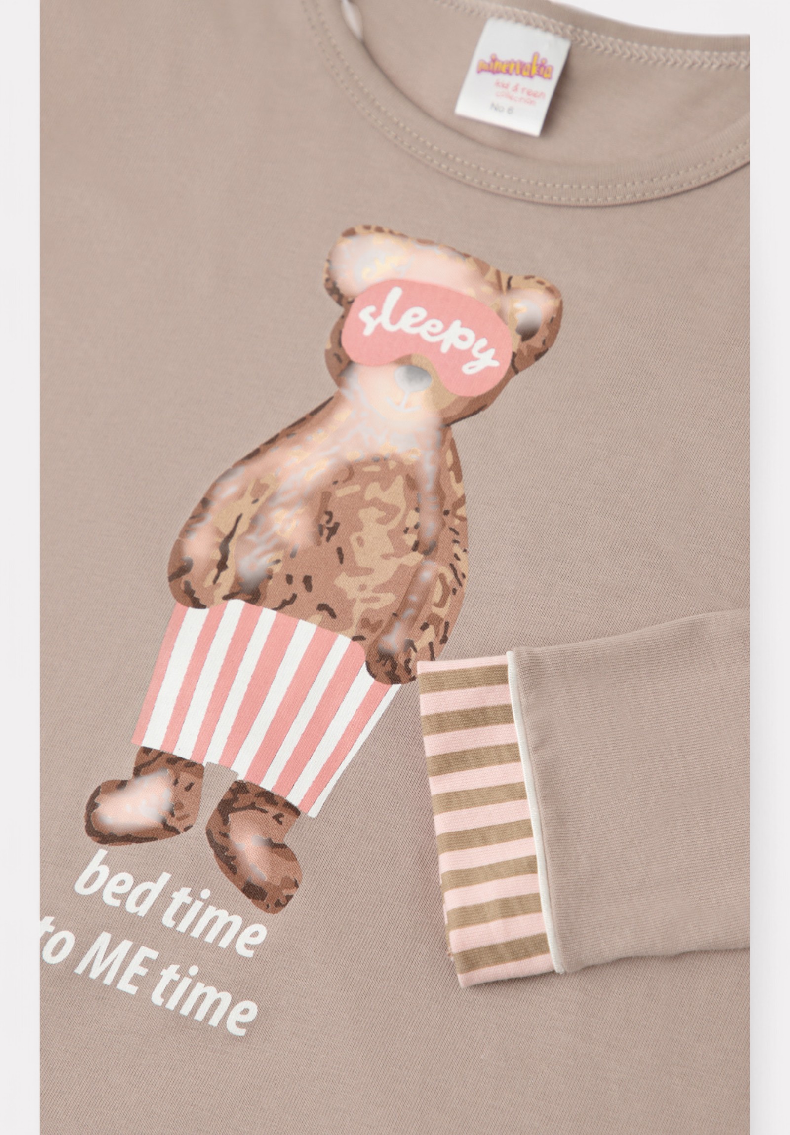 Πιτζάμα εφηβική για κορίτσι Minerva Bed Time Ριγέ Coffee Late 90-62281-007-847-Καφέ φωτογραφία