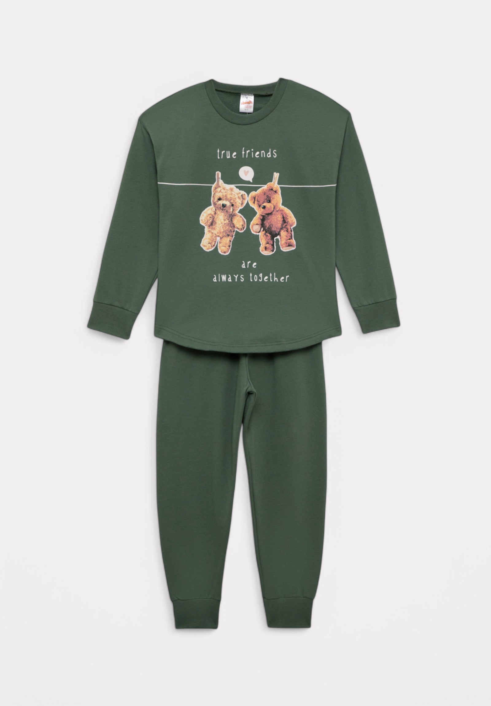 Minerva Πιτζάμα εφηβική για κορίτσι Minerva Rainbow/Bears Φούτερ 90-62296-009-606-Χακί