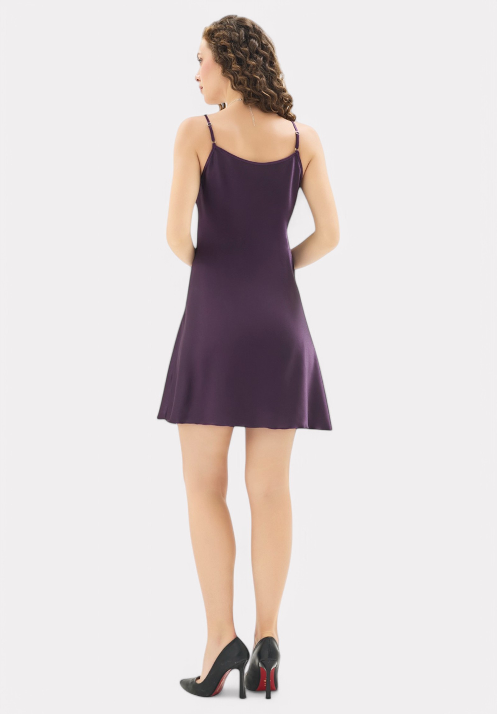 Σετ Ρόμπα - Νυχτικό σατέν Moongirl Deep Purple MG900-Μωβ φωτογραφία