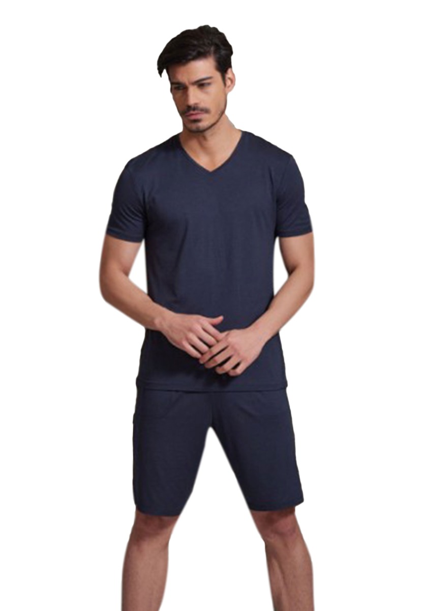 Sevim Πιτζάμα Sevim ανδρική Premium Cotton Modal 9084-Μπλε Σκούρο