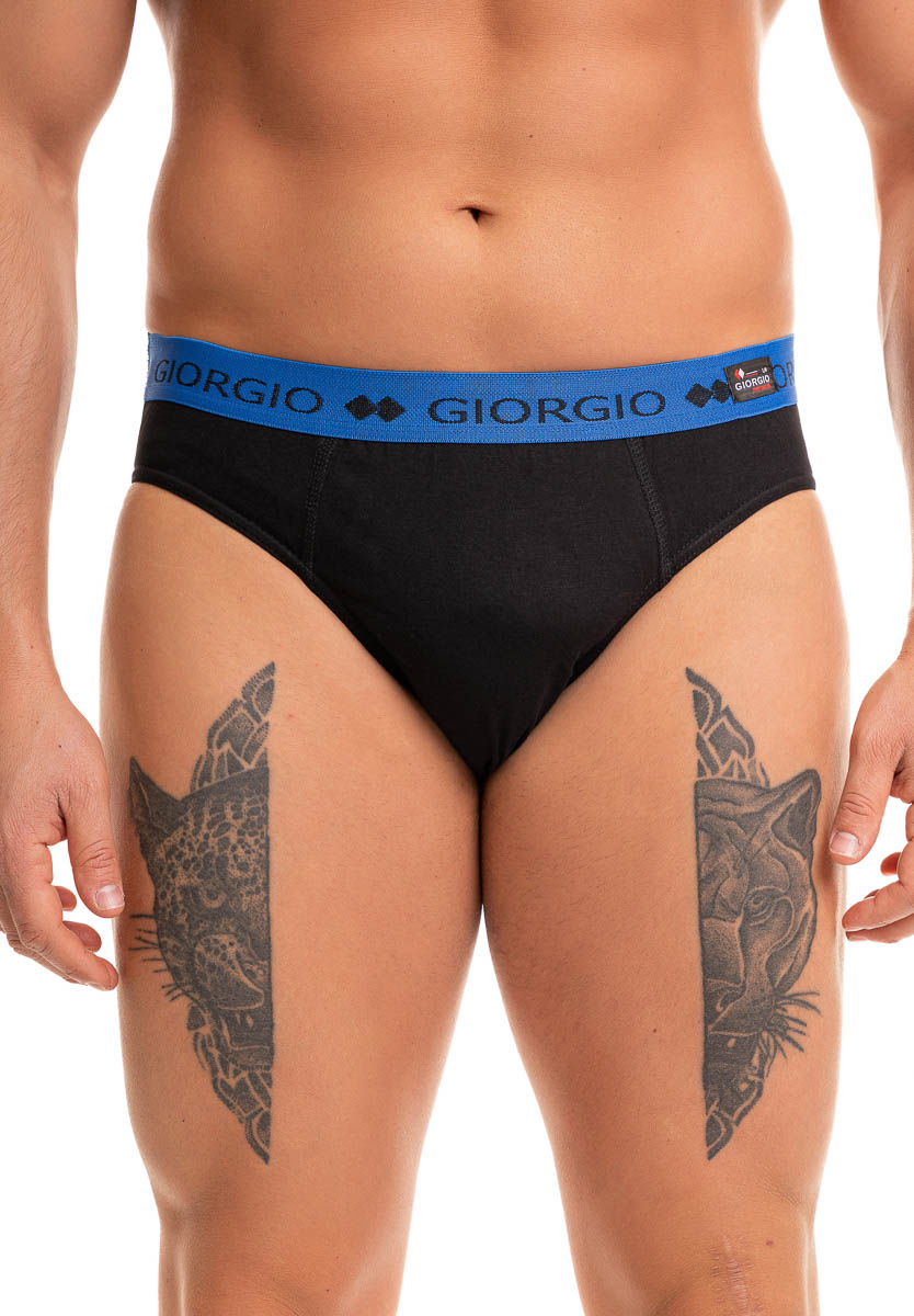 Giorgio Σλιπ ανδρικό βαμβακερό μαύρο με εξωτερικό χρωματιστό λάστιχο Giorgio GRG921-Μπλε
