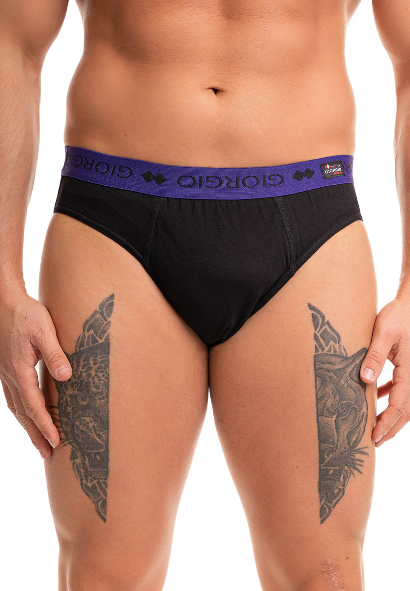 Giorgio Σλιπ ανδρικό βαμβακερό μαύρο με εξωτερικό χρωματιστό λάστιχο Giorgio GRG921-Μωβ