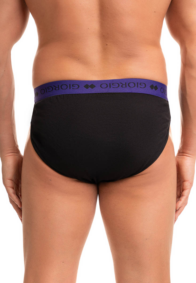 Σλιπ ανδρικό βαμβακερό μαύρο με εξωτερικό χρωματιστό λάστιχο Giorgio GRG921-Μωβ φωτογραφία