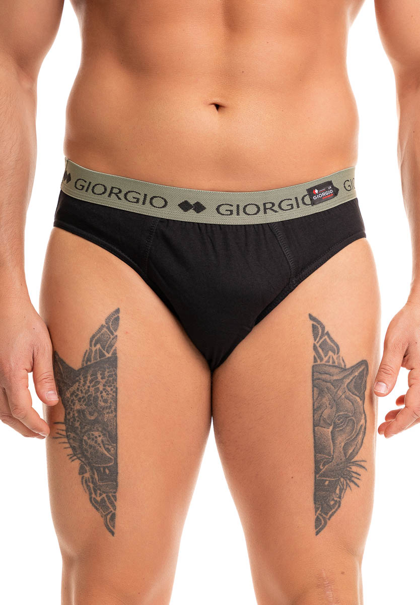 Giorgio Σλιπ ανδρικό βαμβακερό μαύρο με εξωτερικό χρωματιστό λάστιχο Giorgio GRG921-Χακί