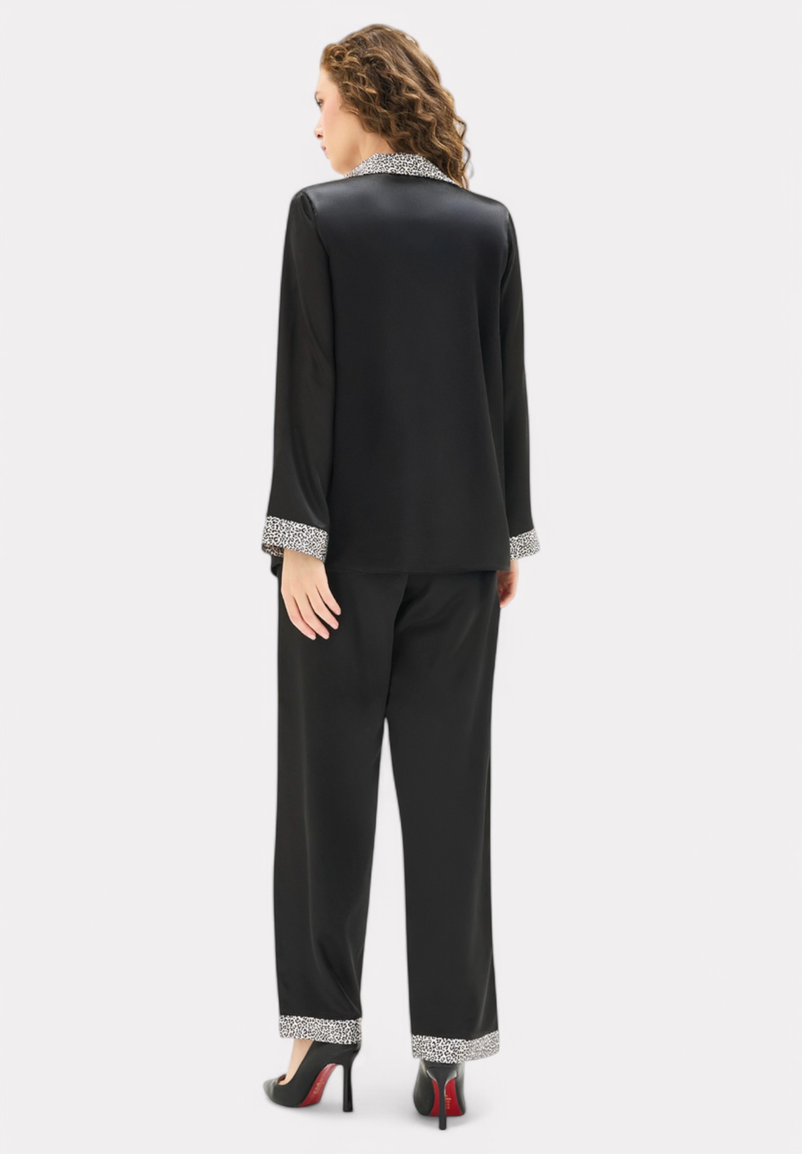 Πιτζάμα γυναικεία Satin Moongirl Leopard MG926-Μαύρο φωτογραφία