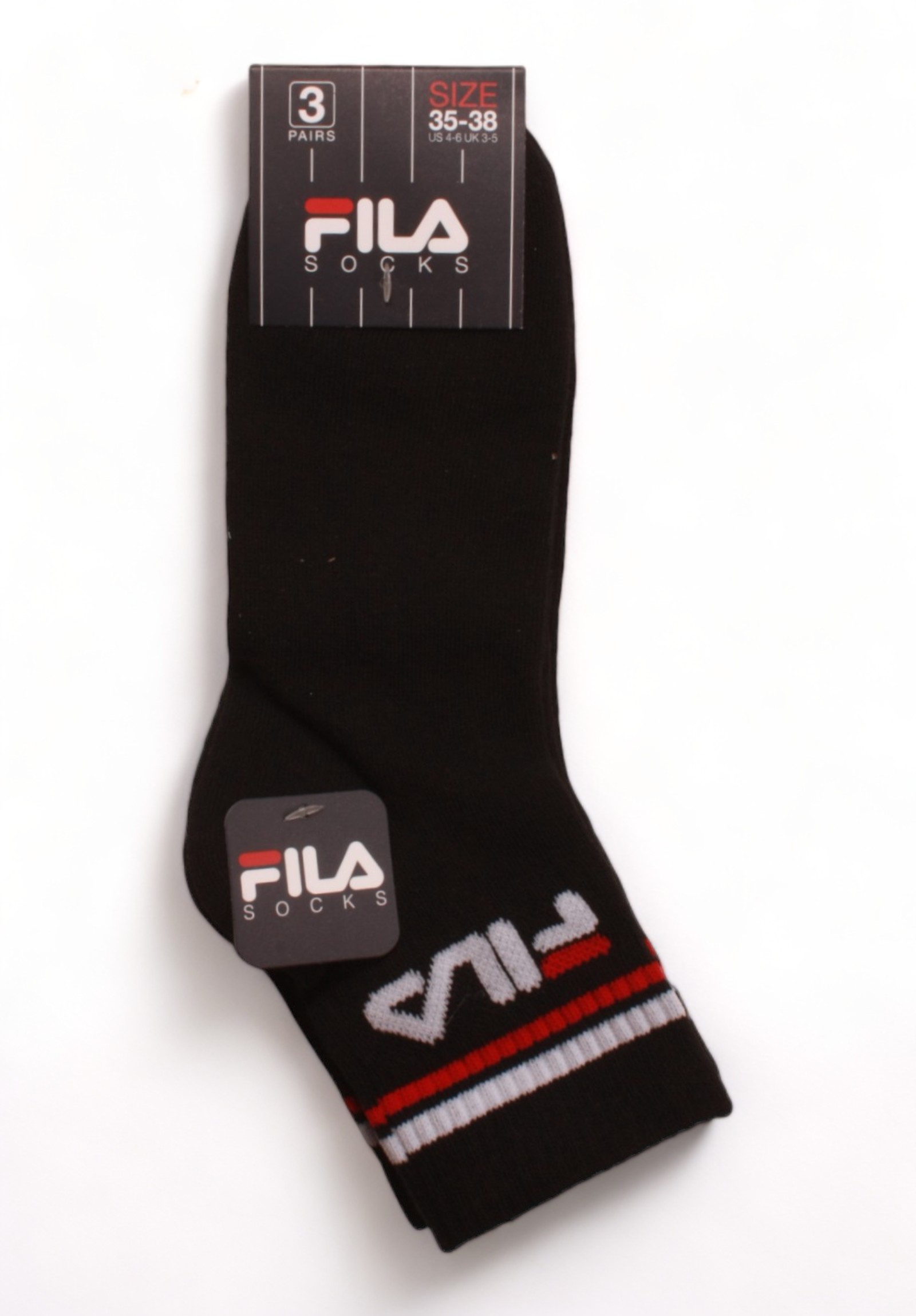 Κάλτσες παιδικές ημίκοντες Fila Urban Plain 3 τεμάχια F8338-Μαύρο φωτογραφία