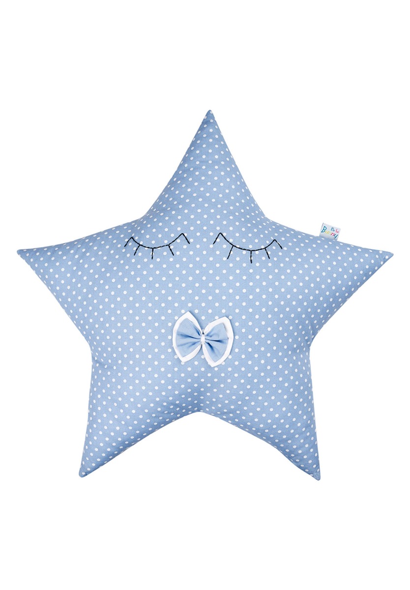 Closet22 Χειροποίητο διακοσμητικό μαξιλαράκι πουά Bebe Star STAR40-Γαλάζιο