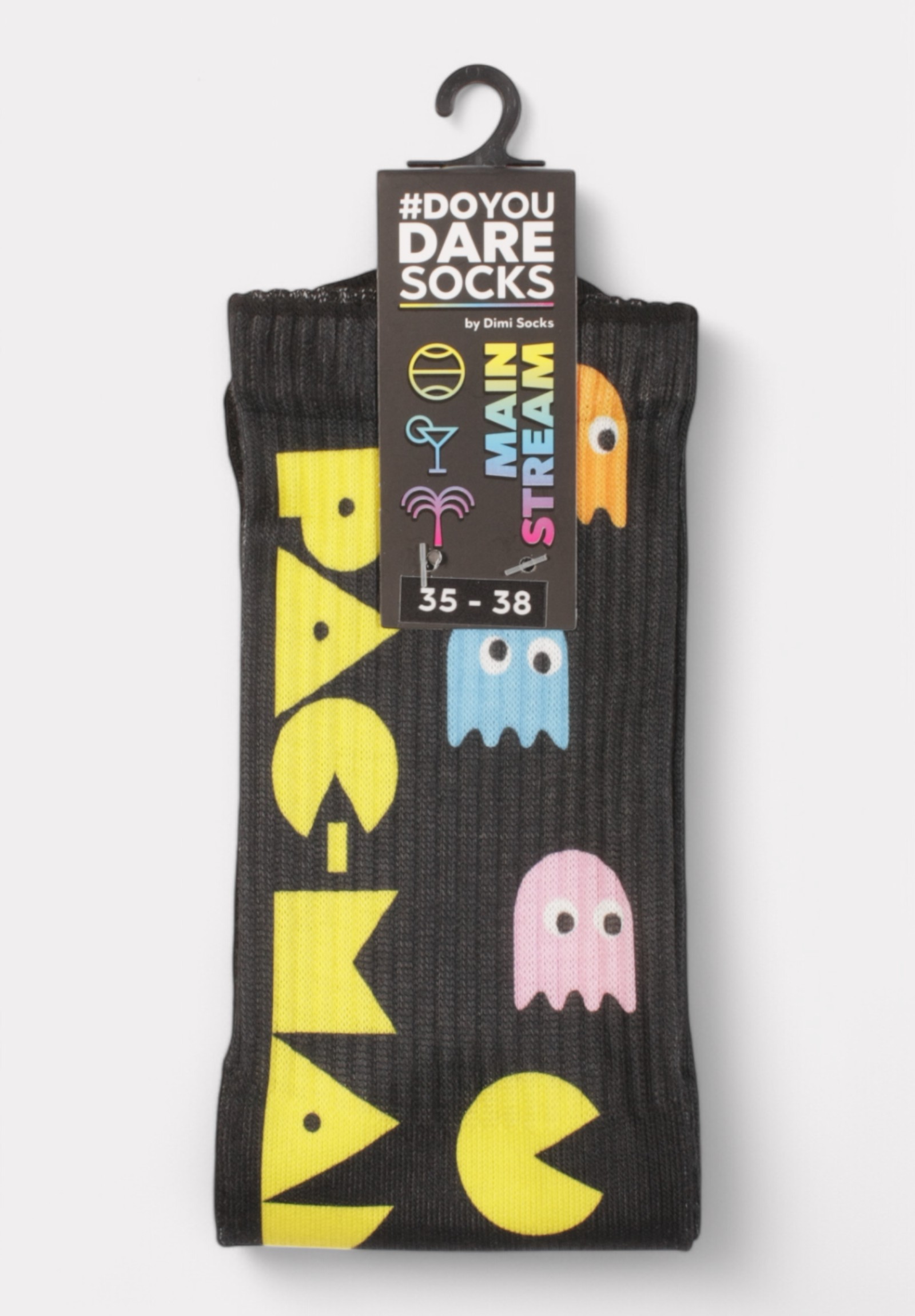Dimisocks Κάλτσα #doyoudaresocks by Dimi Socks Digital Printed Casual PacMan DS70120-Μαύρο