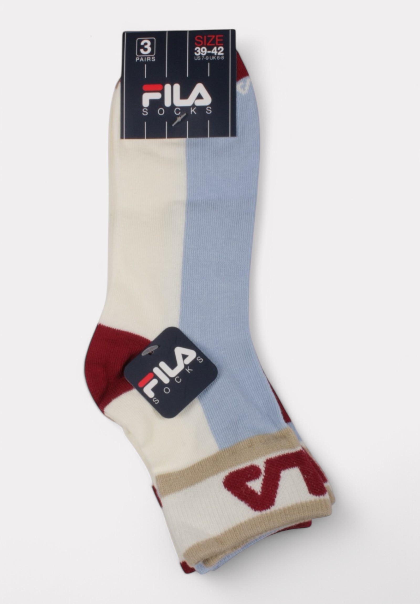  Fila Quarter Socks F3614 Wine Cream- 3 τεμάχια F3614-683-Πολύχρωμο 2025
