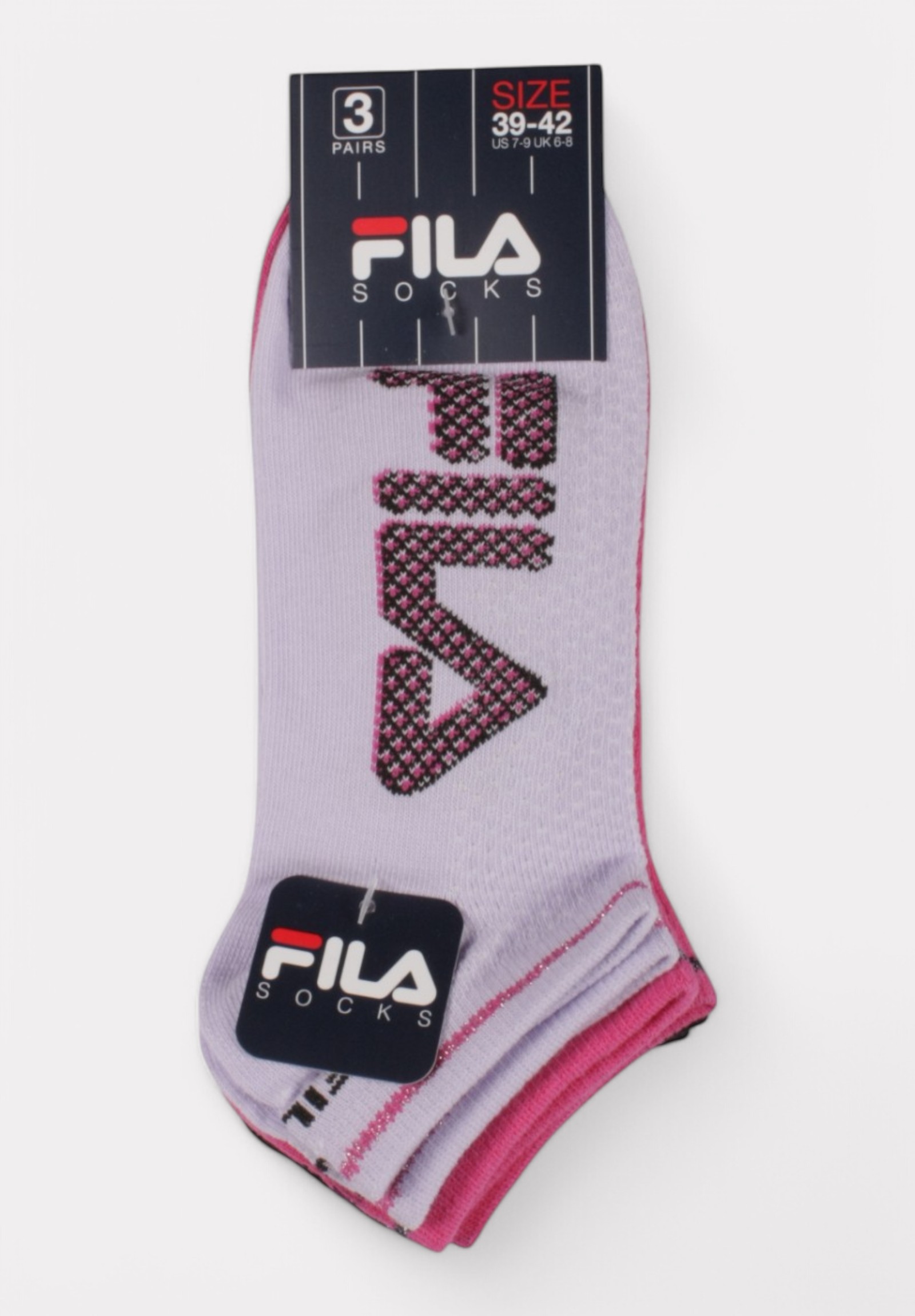  Fila Color Logo Κάλτσες Ροζ Λευκό Μαύρο | Σετ 3 Ζευγάρια F6136-805-Πολύχρωμο 2025