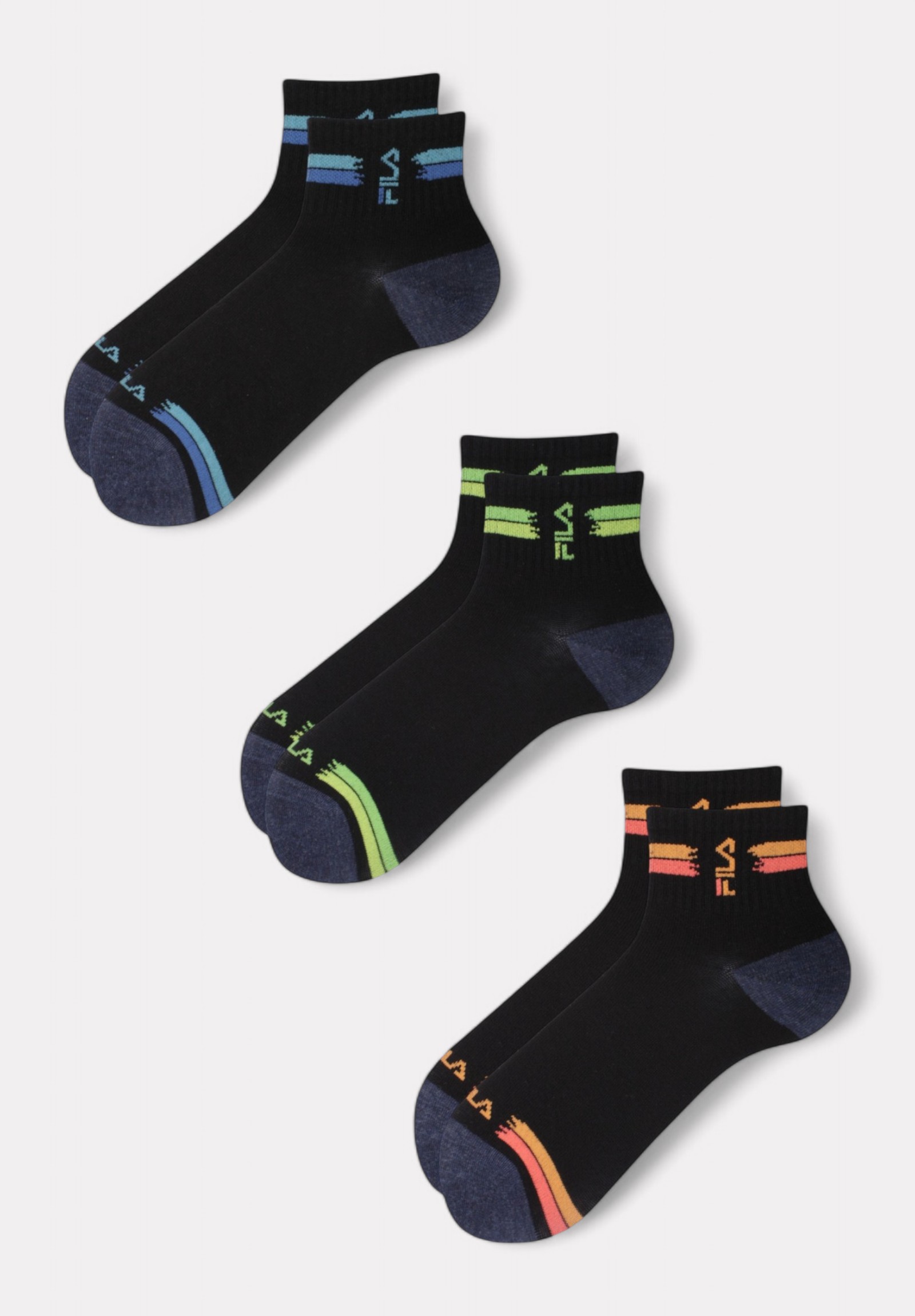 Παιδικές Κάλτσες FILA (Σετ 3 Ζευγάρια) – Πολύχρωμες Ρίγες F2103-168-Μαύρο φωτογραφία