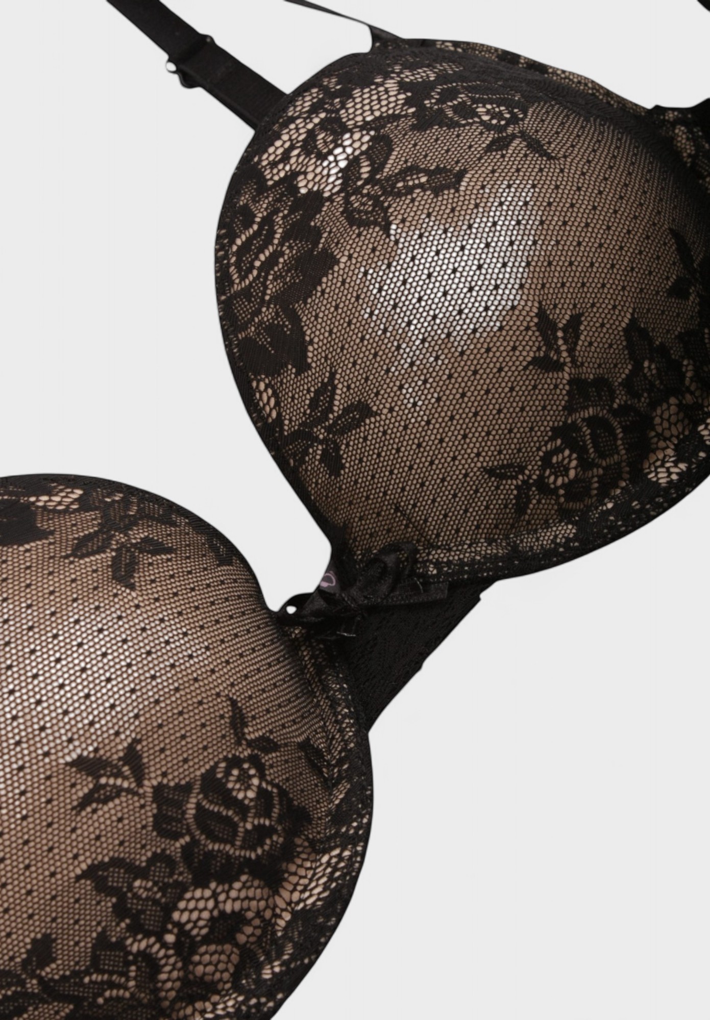 Σετ σουτιέν Norddiva Double Push Up με Brazil εσώρουχο NRD8044-Μαύρο - Μπεζ φωτογραφία