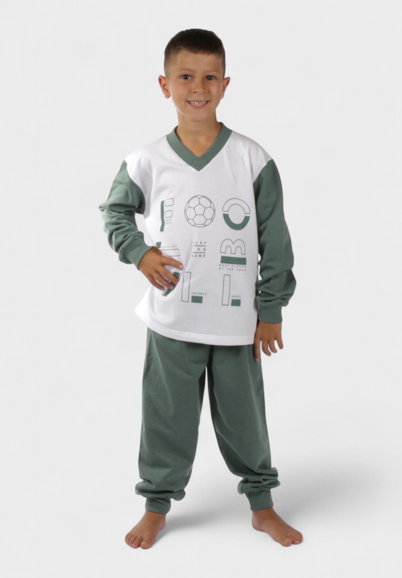 Χριστίνα Παιδική Πιτζάμα Αγόρι Φούτερ Χριστίνα Football Λαδί| 100% Βαμβακερή CHR206-1-Λαδί