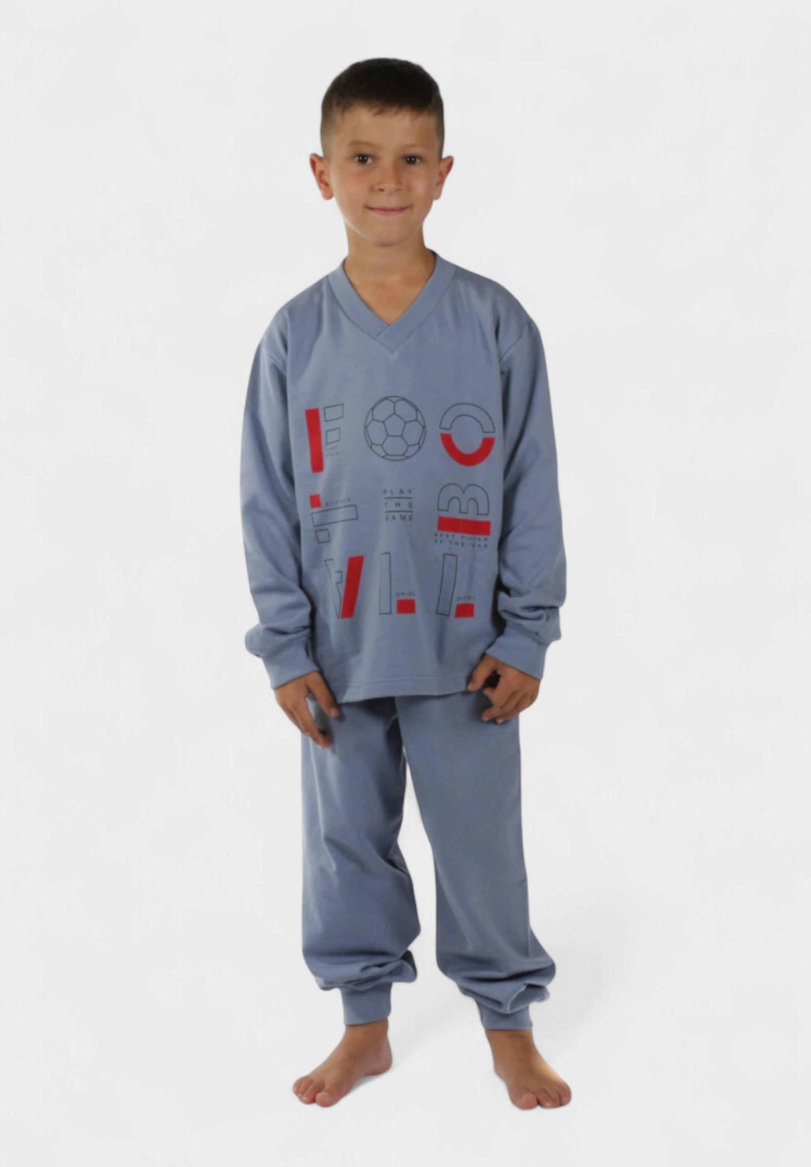 Παιδική Πιτζάμα Αγόρι Φούτερ Χριστίνα Football Ραφ | 100% Βαμβακερή CHR206-2-Ραφ φωτογραφία