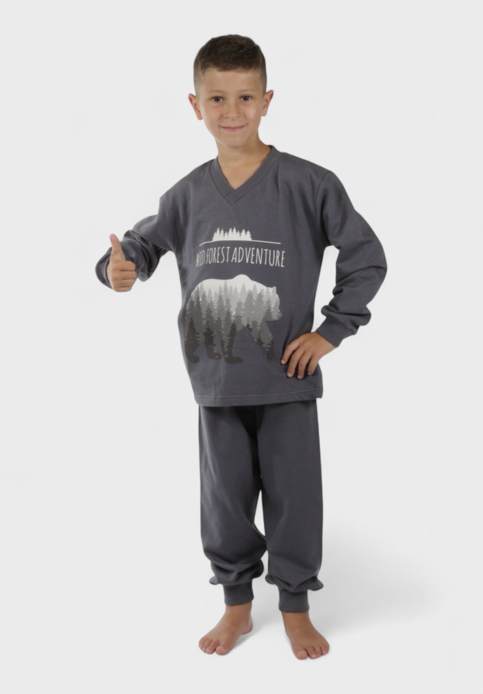 Χριστίνα Πιτζάμα για Αγόρι Φούτερ Wild Forest Ανθρακί– Χριστίνα CHR205-2-Ανθρακί