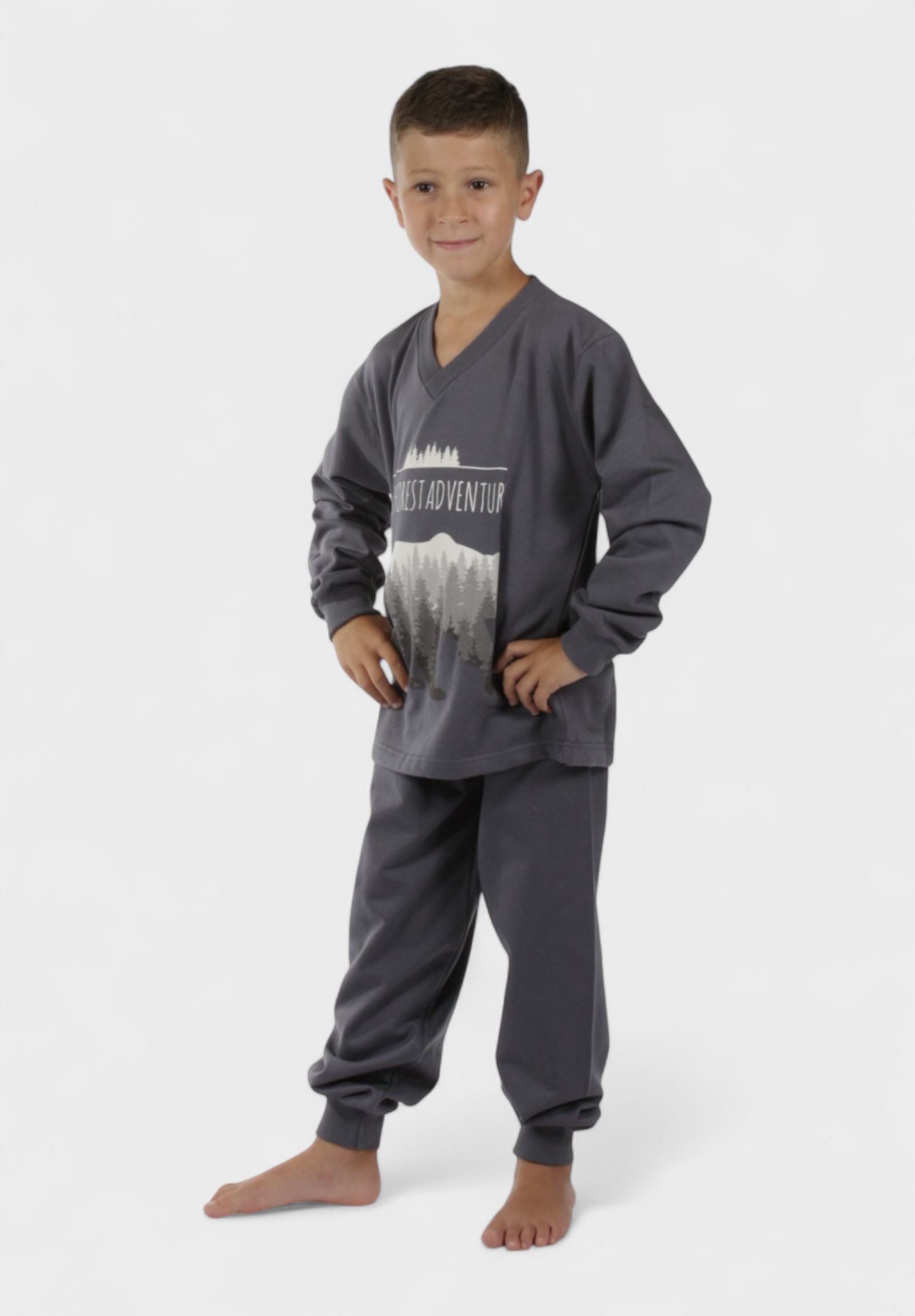 Πιτζάμα για Αγόρι Φούτερ Wild Forest Ανθρακί– Χριστίνα CHR205-2-Ανθρακί φωτογραφία