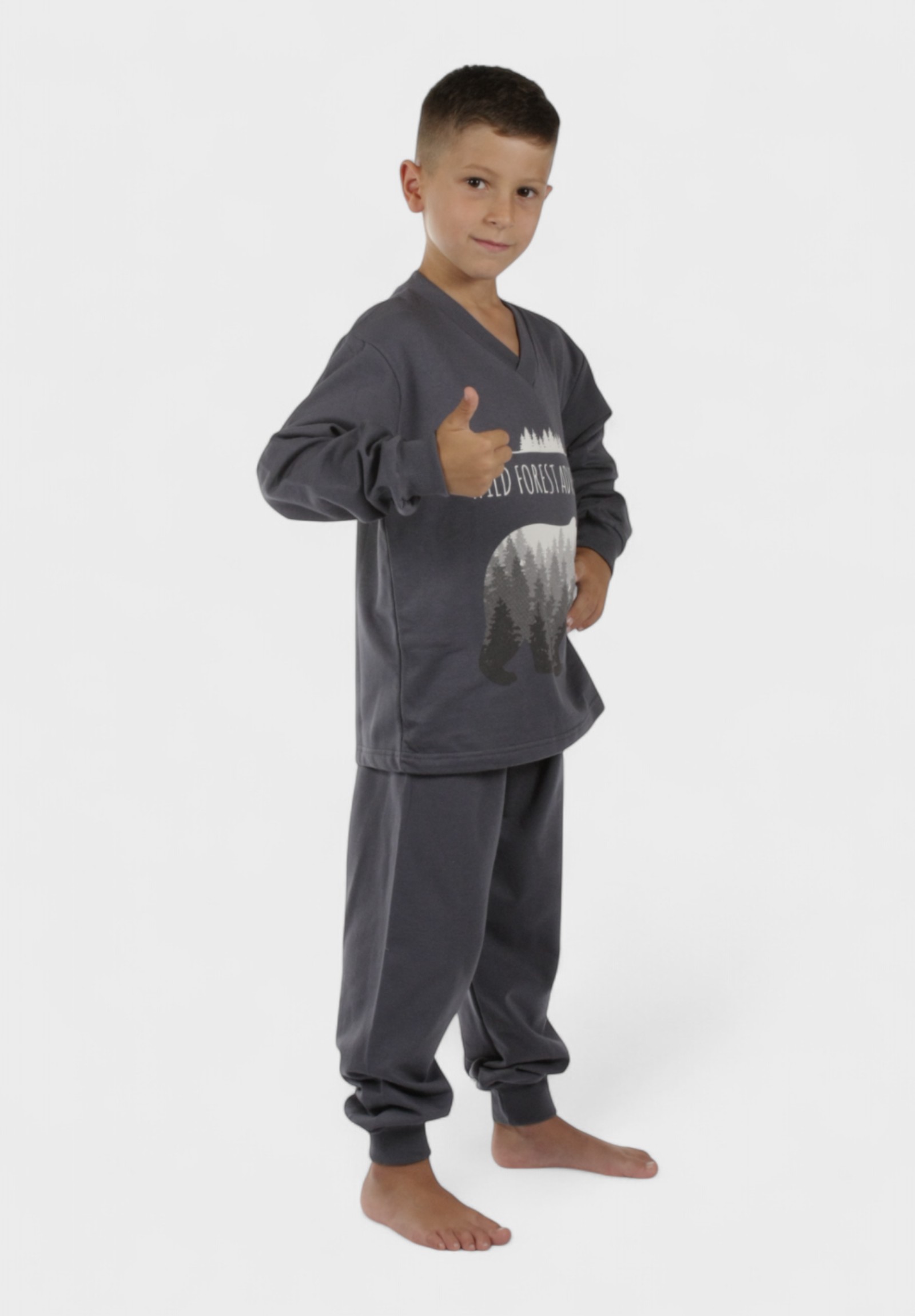 Πιτζάμα για Αγόρι Φούτερ Wild Forest Ανθρακί– Χριστίνα CHR205-2-Ανθρακί φωτογραφία