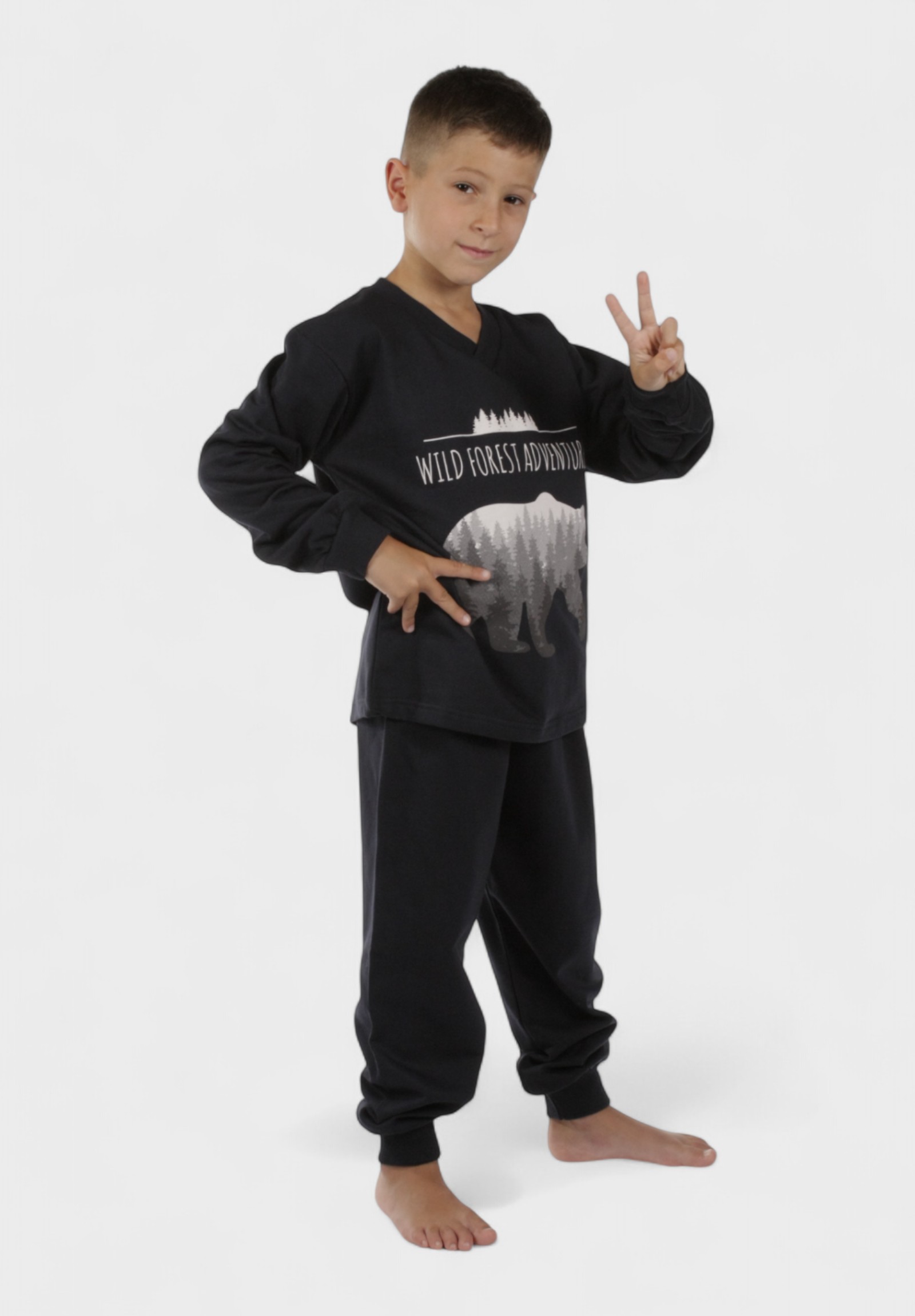 Παιδική Πιτζάμα Αγόρι Wild Forest Μπλε – Χριστίνα | 100% Βαμβάκι CHR205-1-Μπλε φωτογραφία