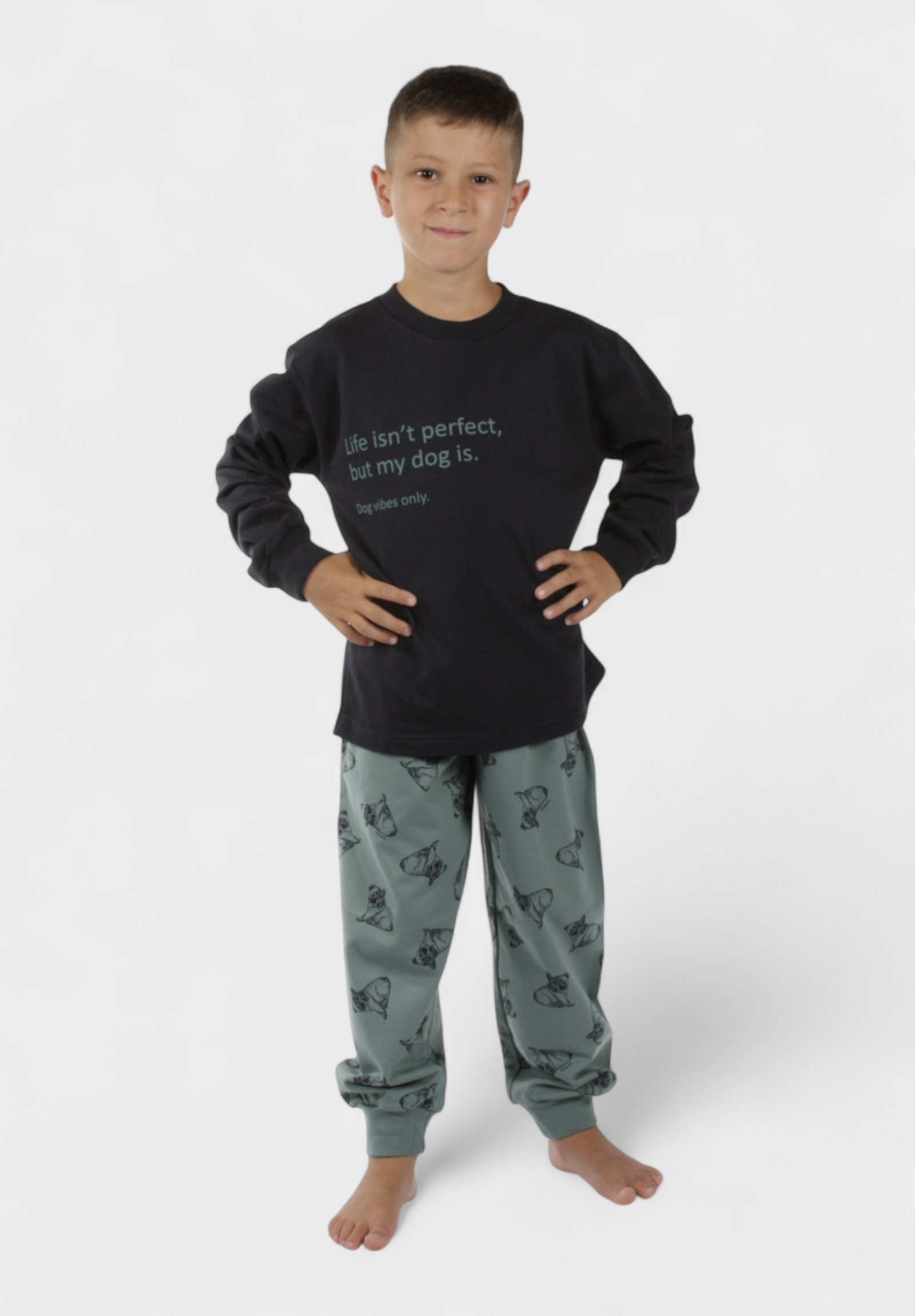 Πιτζάμα για Αγόρι Φούτερ Dog Vibes – Χριστίνα 100% Βαμβάκι CHR213-Μπλε φωτογραφία