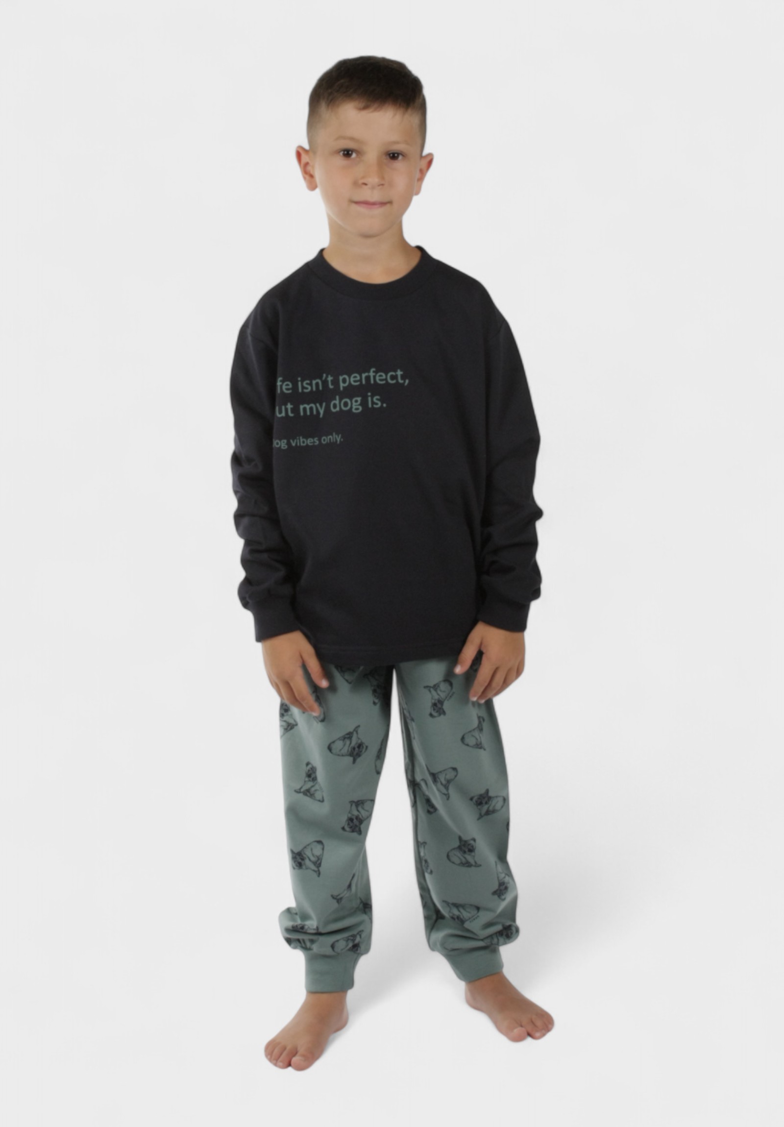 Πιτζάμα για Αγόρι Φούτερ Dog Vibes – Χριστίνα 100% Βαμβάκι CHR213-Μπλε φωτογραφία