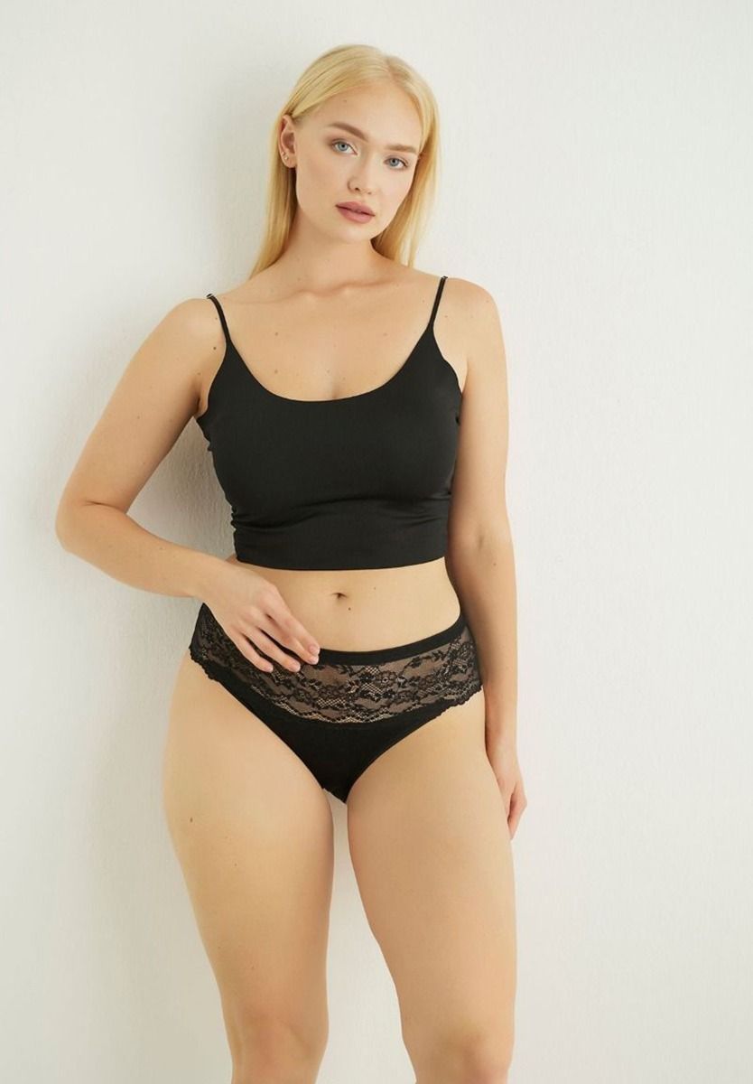  Brazil Slip με δαντέλα ψηλοκάβαλα Sexen Eliza Black 5 Tεμ. SXN8011-2-Μαύρο 2025