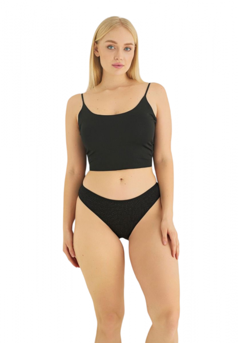  Σλιπ γυναικεία mini ψηλοκάβαλα Sexen πουά Laura Black 5 τεμάχια SXN2037-2-Μαύρο 2025