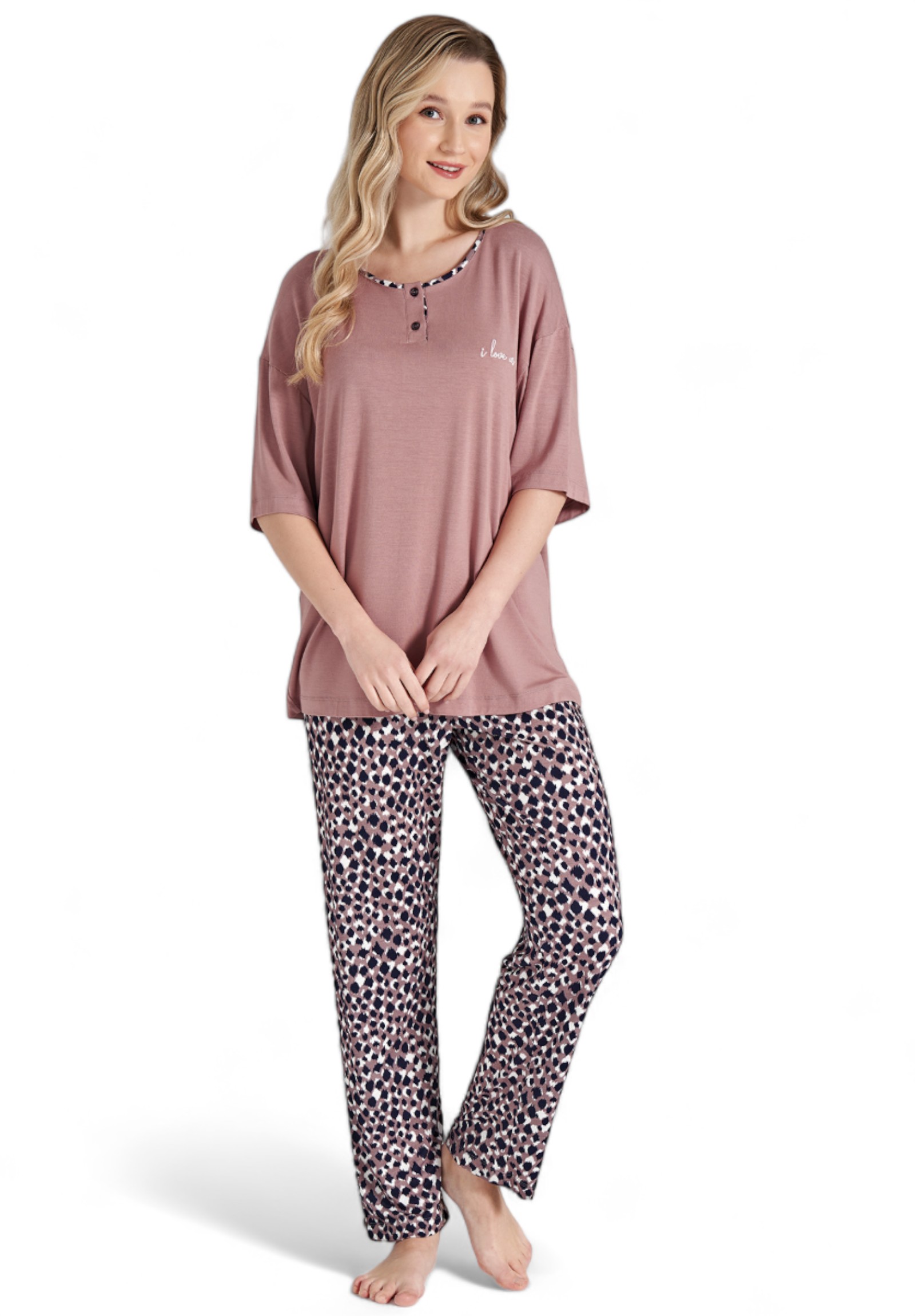  Πιτζάμα γυναικεία βισκόζ Pijadore Animal Print PJDR1648-Ροζ 2025